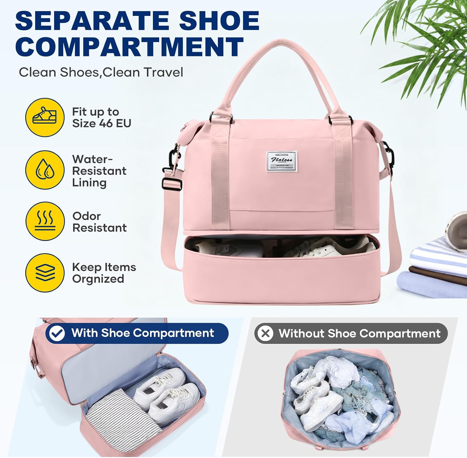 Thumbnail 4 de SEAFEW Borsone da Viaggio 40x30x20 cm: bagaglio a mano Ryanair con scomparto scarpe e zip impermeabile