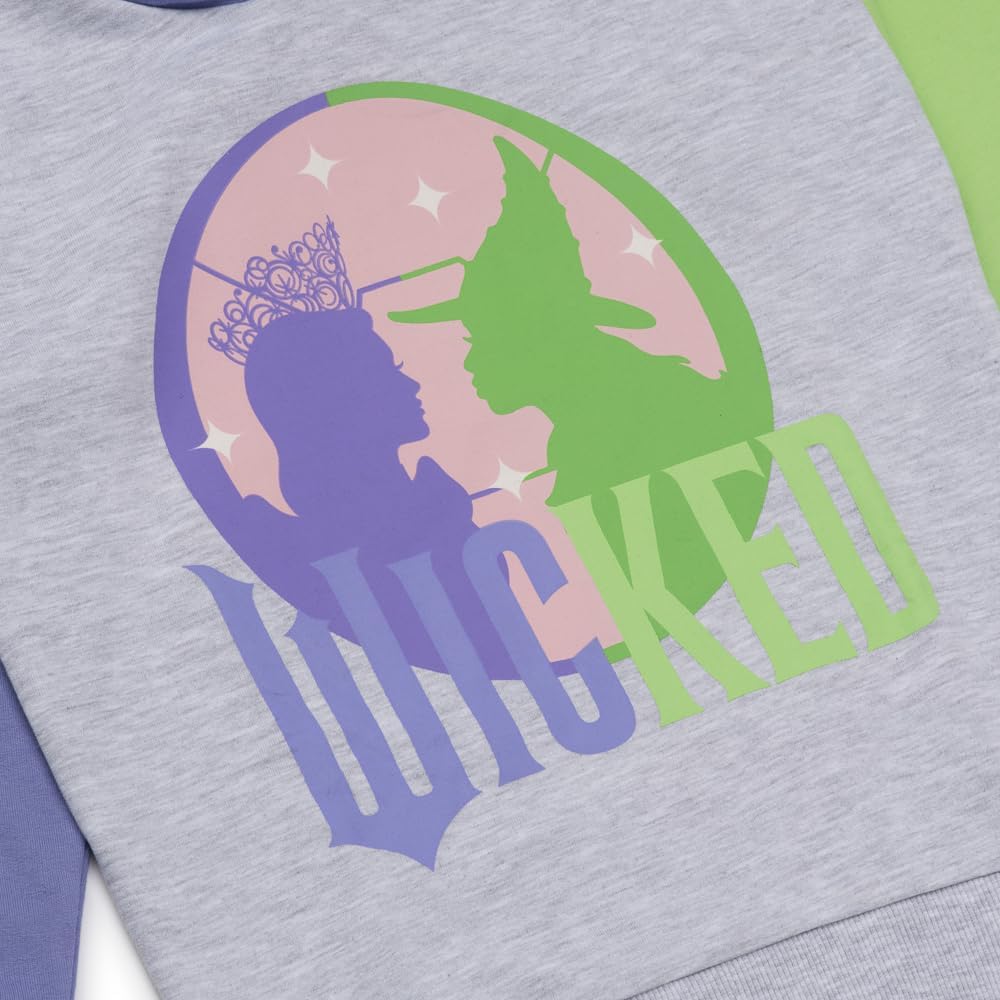 Thumbnail 4 de Wicked Girls Hoodie – Grey 100% Cotton Hooded Sweatshirt (Ages 7–14) – Elphaba & Glinda Merchandise
