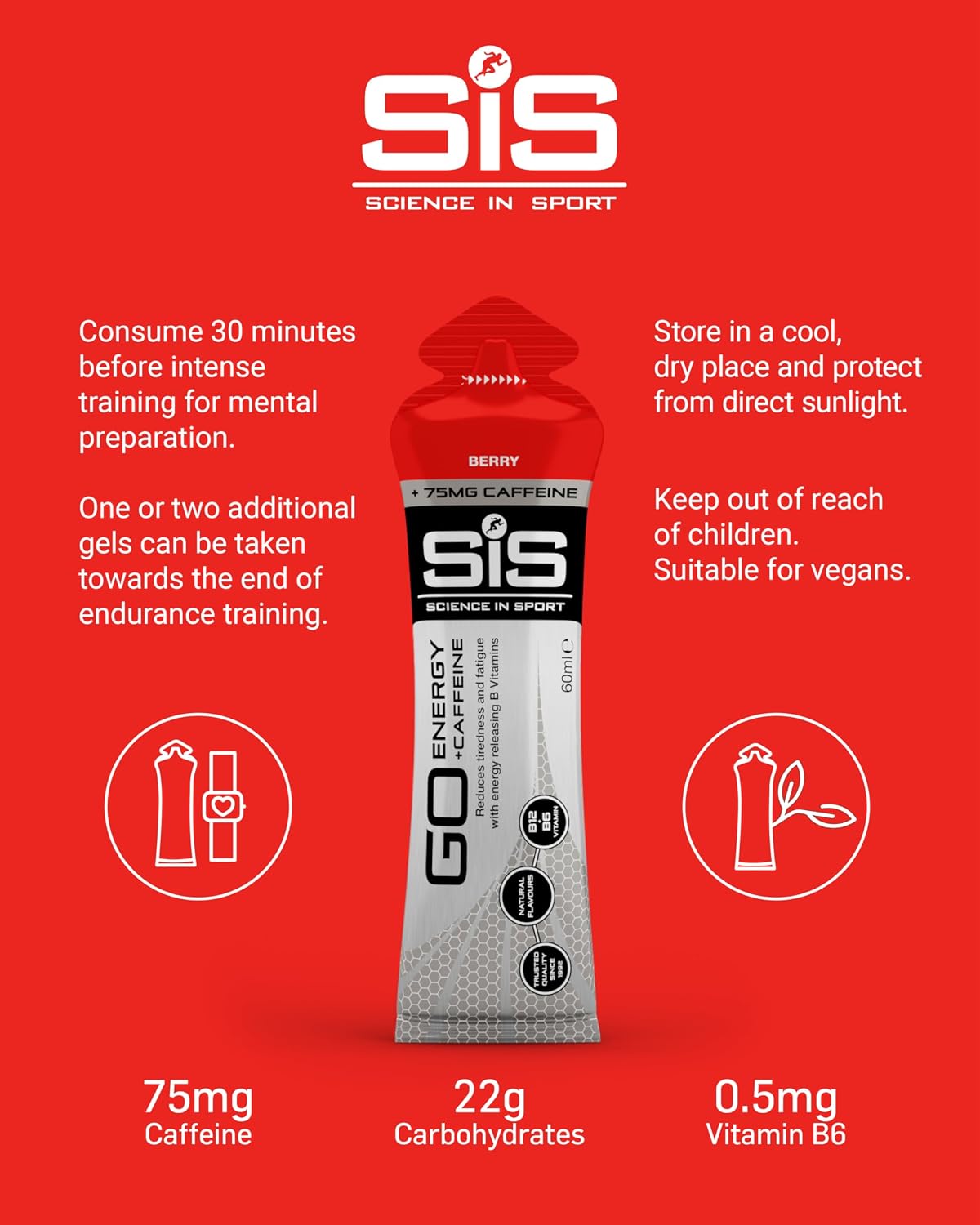 Thumbnail 4 de Science in Sport Go Isotonic Gel with Caffeine Berry 60ml
