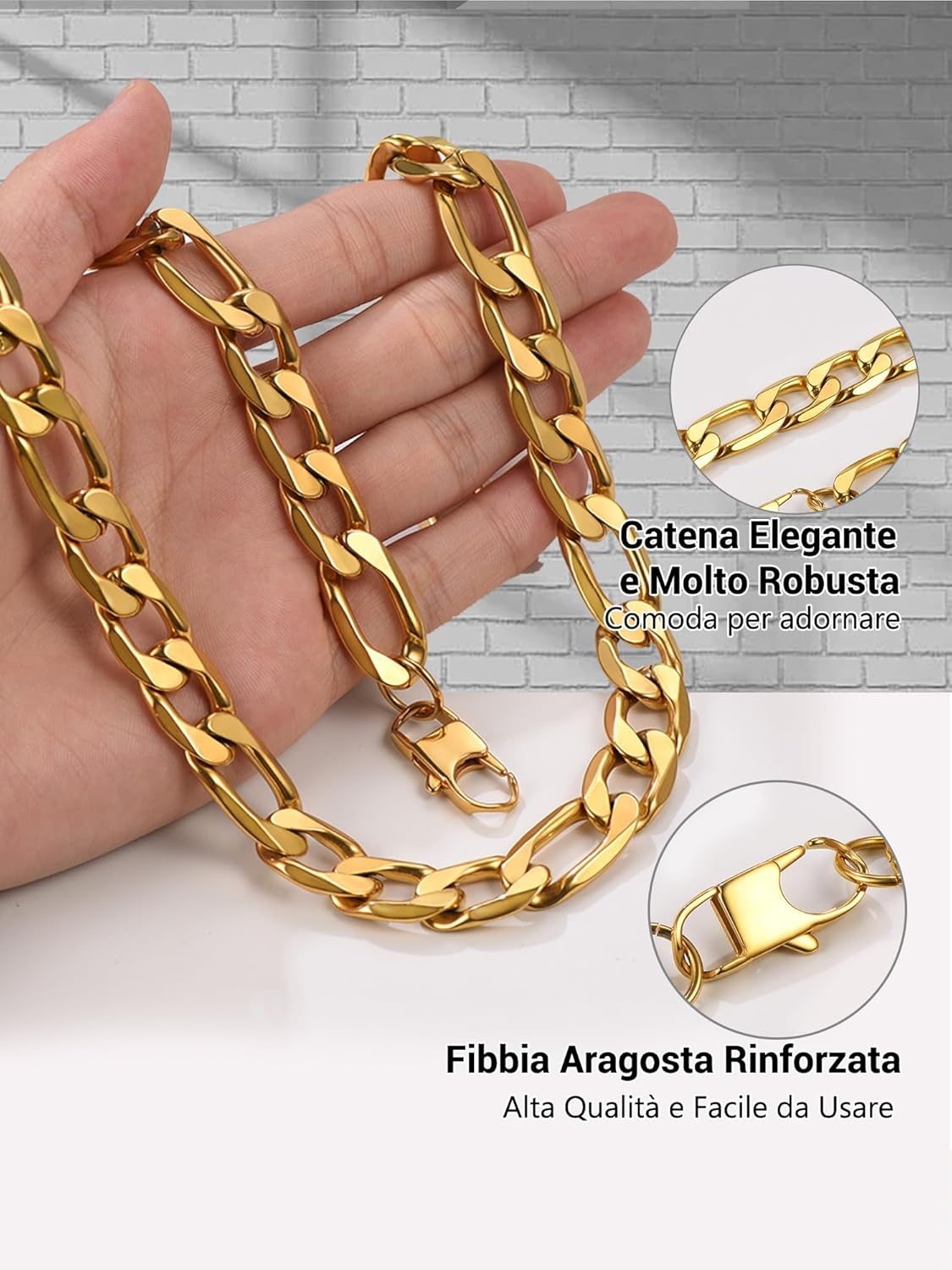 Thumbnail 2 de PROSTEEL Collana Catena Semplice da Uomo – Modello Figaro 3+1, 4/6/9/13 mm, Acciaio Inossidabile / Placcato Oro 18K, Colore Argento Oro Nero | Confezione regalo