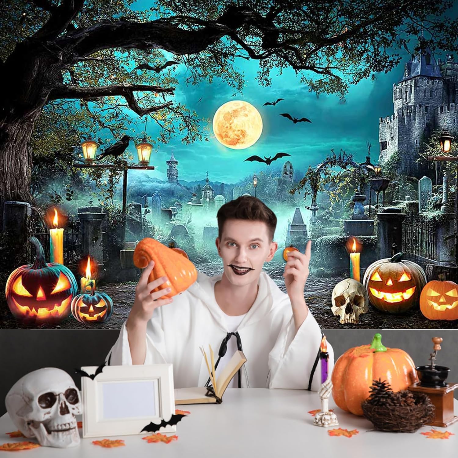 Detalle 1 de Mocsicka Halloween Backdrop 7x5ft