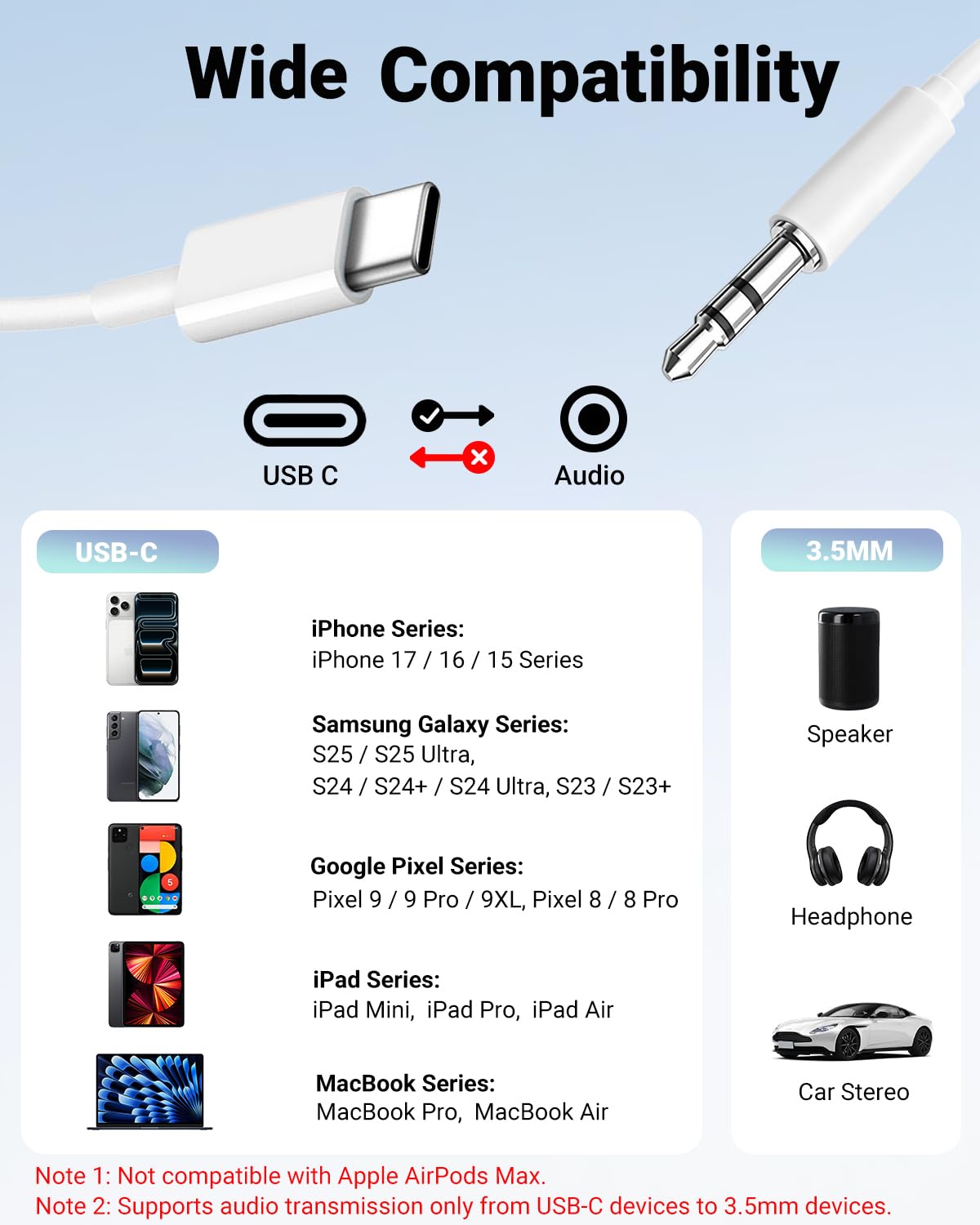 Thumbnail 6 de Seulliya USB C to 3.5mm Aux Cable 24bit