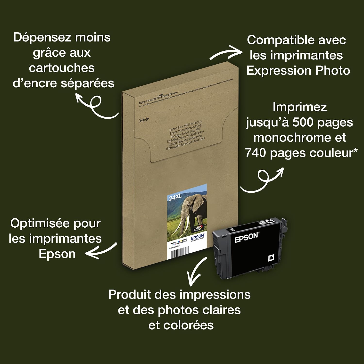 Thumbnail 1 de Epson EasyMail 24XL Eléphant Cartouches d'encre