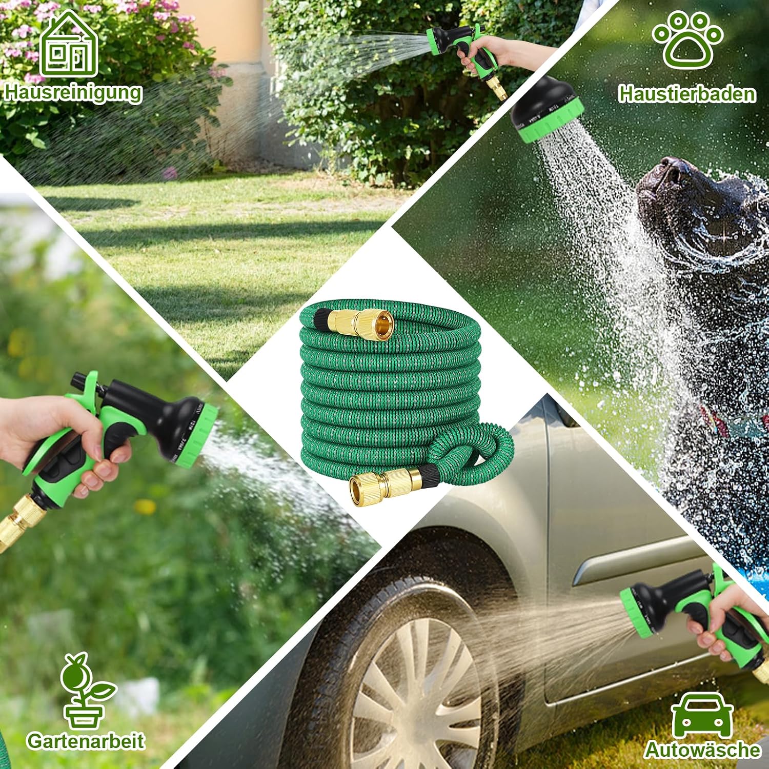 Detalle 2 de Expandable Garden Hose with 10-Pattern Nozzle and Brass Connectors (75FT/23M)