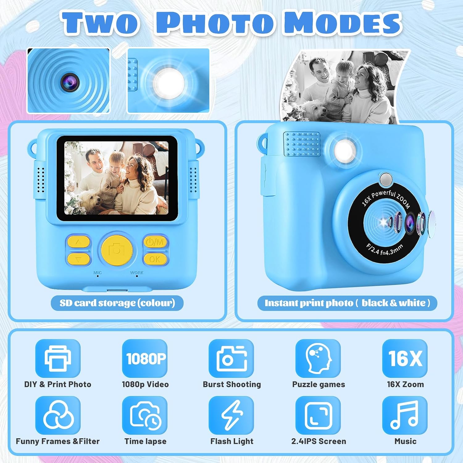 Detalle 2 de CHRERNA Kids Camera Instant Print 32GB