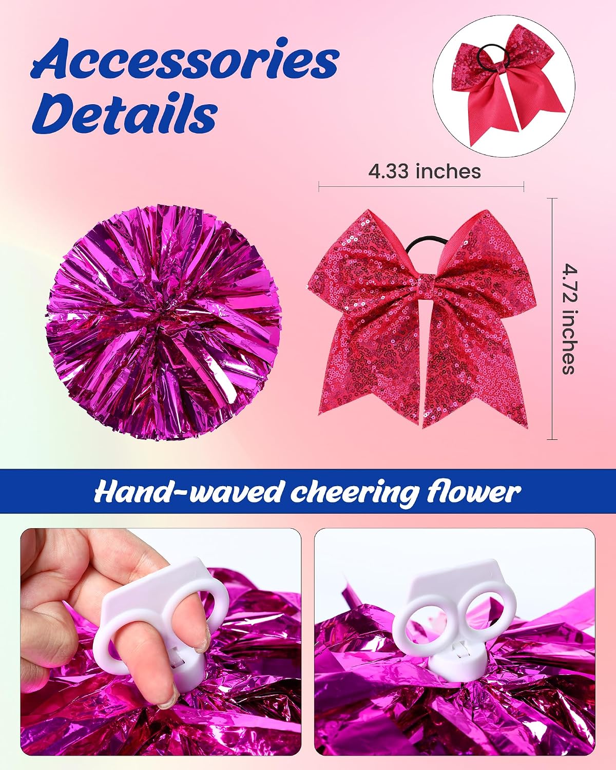 Detalle de ZapLute ZPT1364 Girls' Cheerleader Costume with Pleated Skirt and Pom-Poms