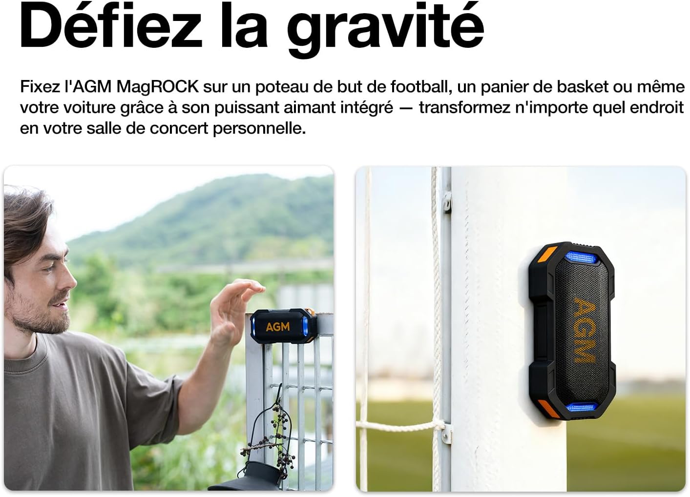 Thumbnail 1 de AGM MagROCK magnetischer Bluetooth-Lautsprecher mit RGB-LEDs, IPX7 und 1800 mAh