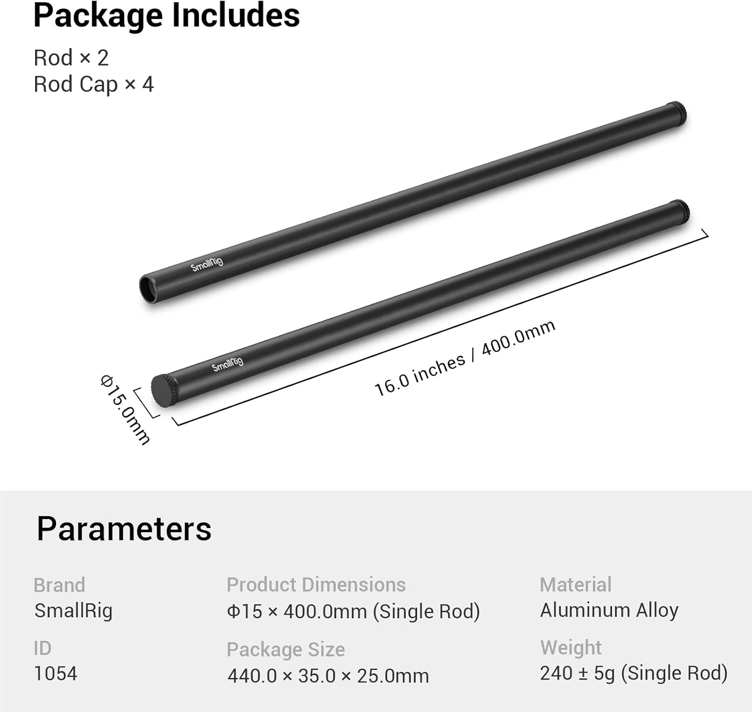 Thumbnail 6 de SMALLRIG 15mm Rod 40 cm Aluminium