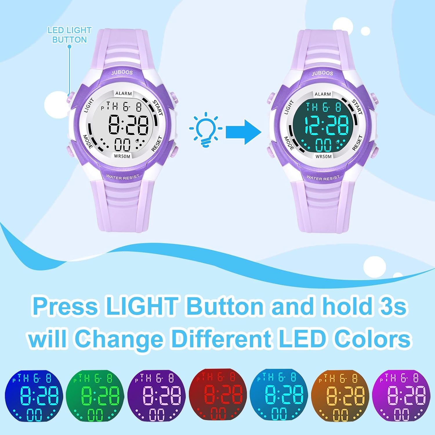Detalle de Juboos Reloj Digital Deportivo para Niños 5ATM