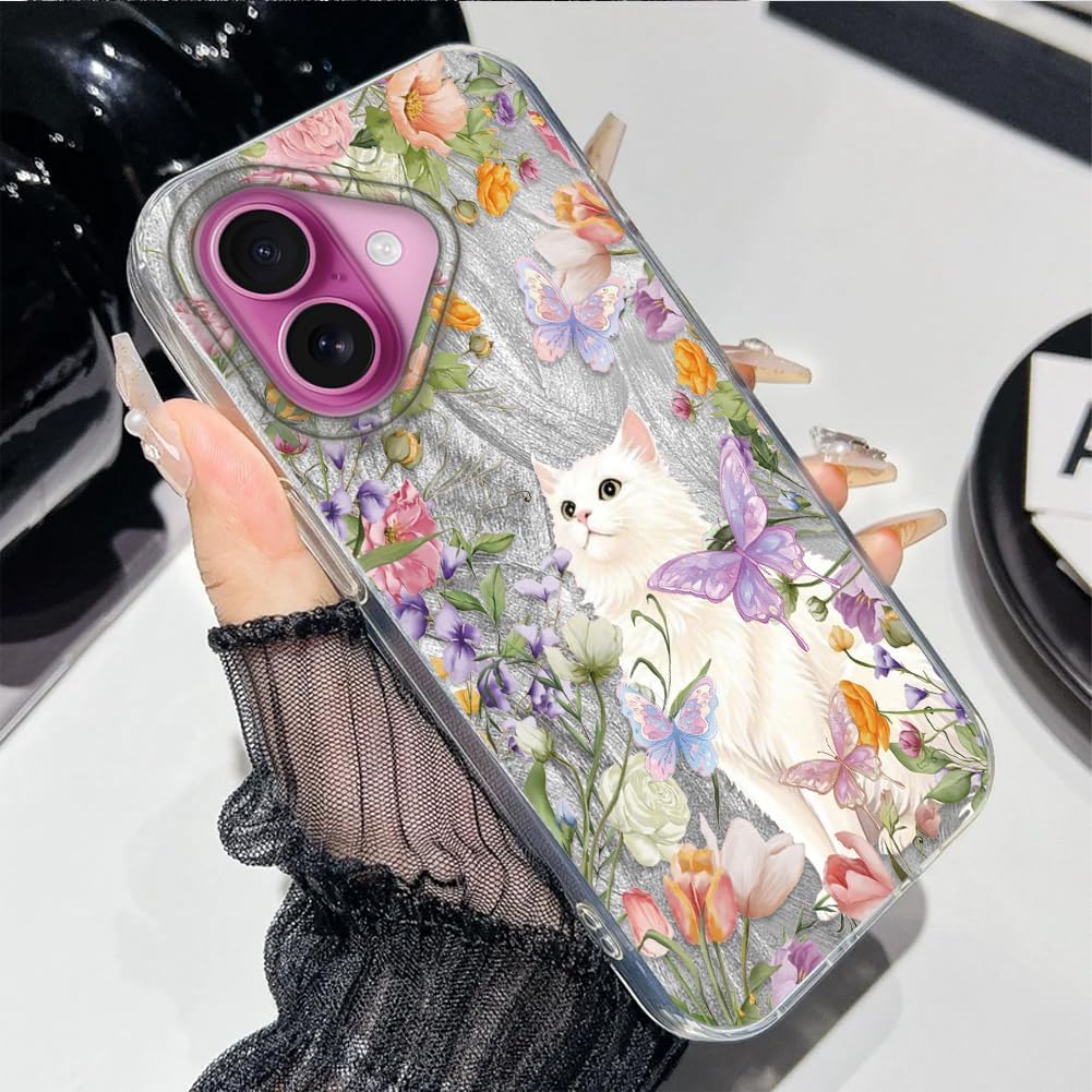 Thumbnail 4 de Tedyhulle Hülle für iPhone 16 6,1" – Blumenkatze TPU-Silikon Hülle