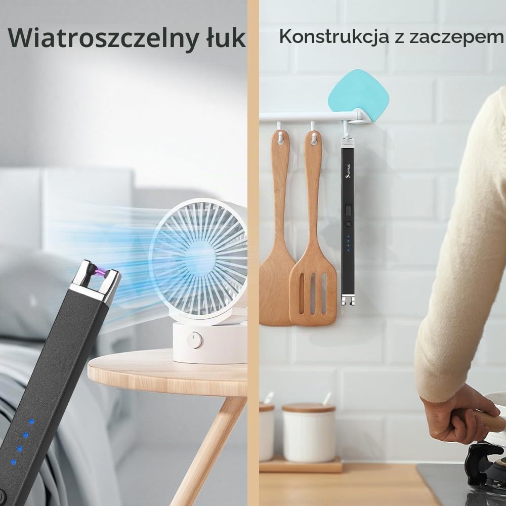 Detalle 2 de SUPRUS SDE-XH708-B – zapalniczka łukowa USB z blokadą bezpieczeństwa