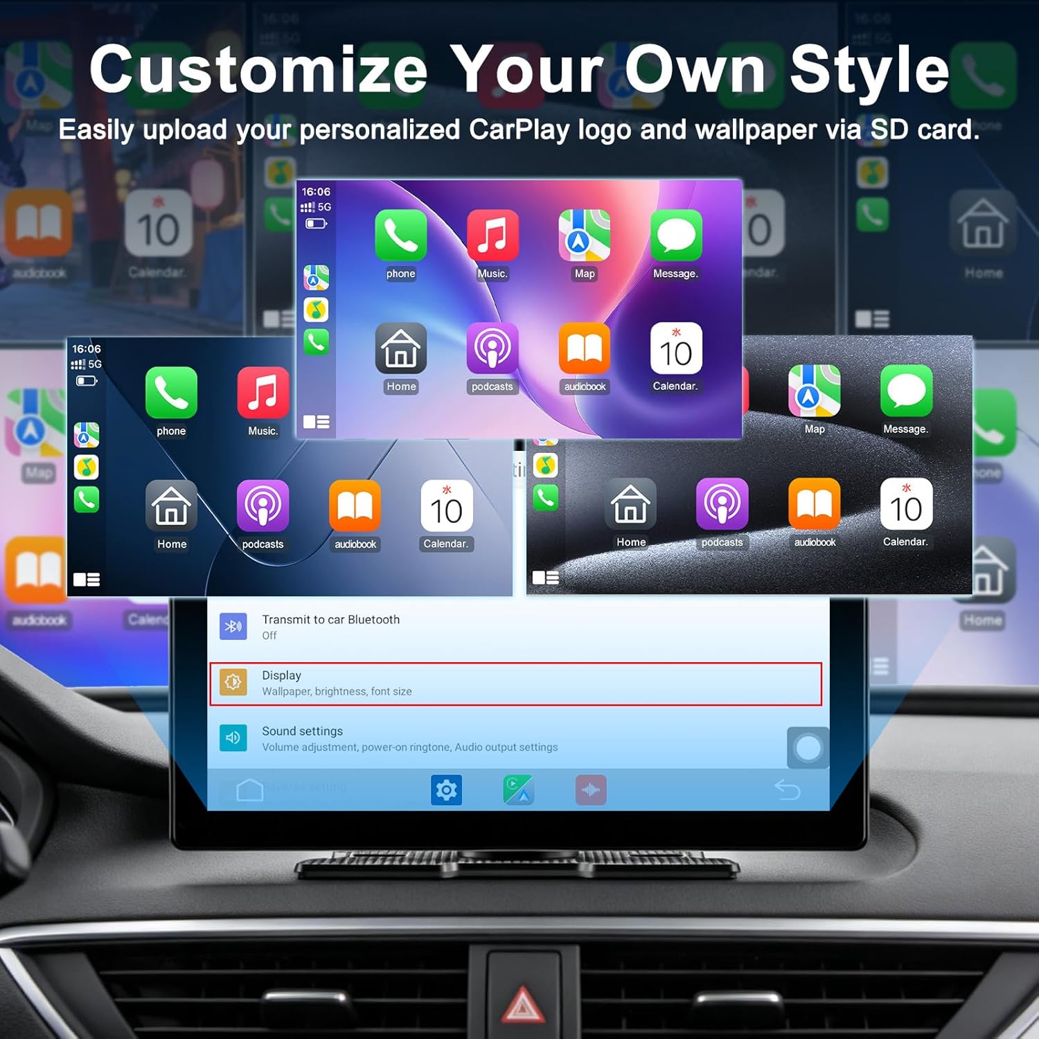 Thumbnail 3 de 9-inch Wireless CarPlay & Android Auto Screen with Built-In Streaming Apps and HD Backup Camera