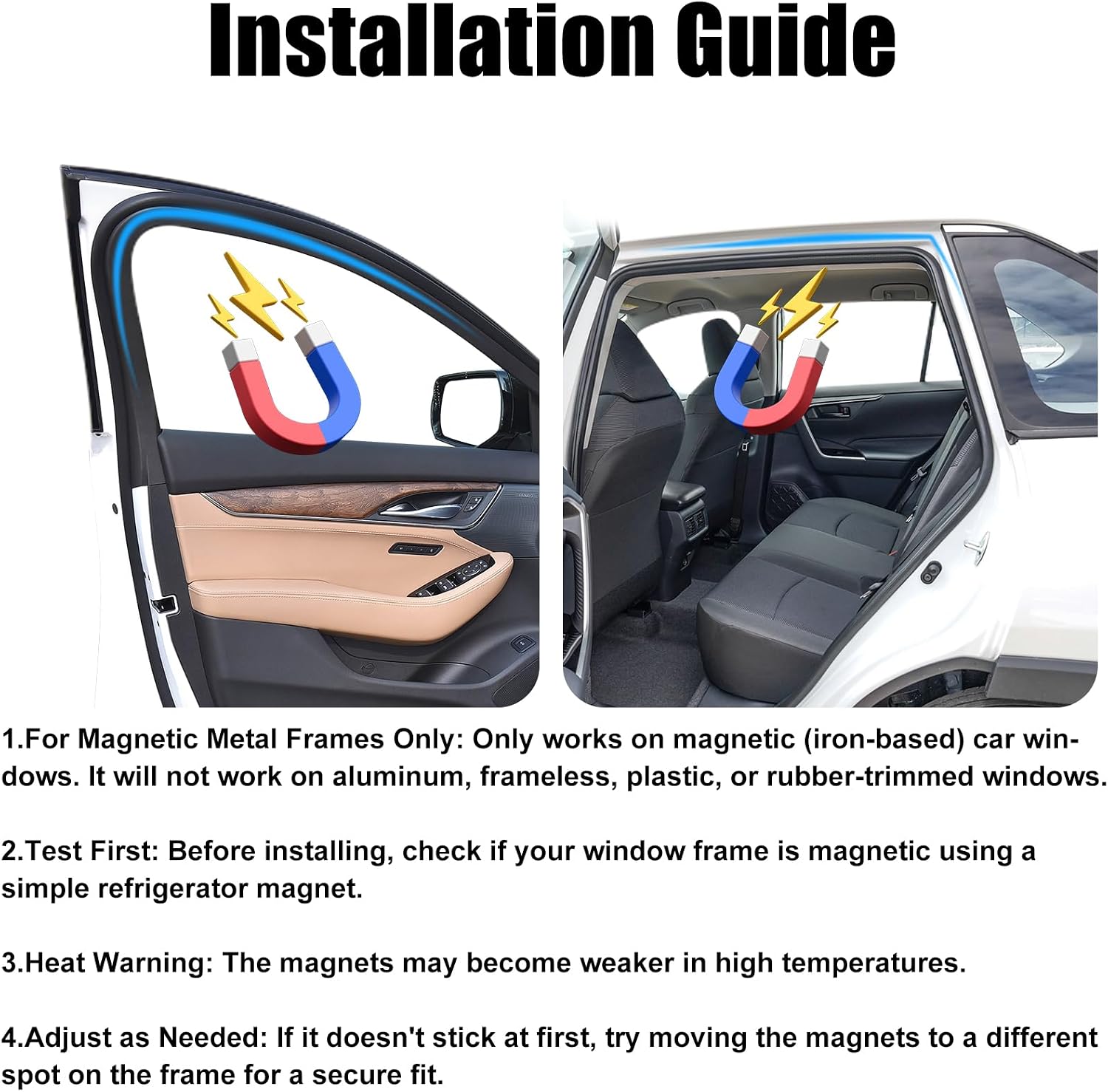 Thumbnail 6 de XCBYT Car Window Shades (4-Pack) Magnetic Privacy Curtains for Sun Protection