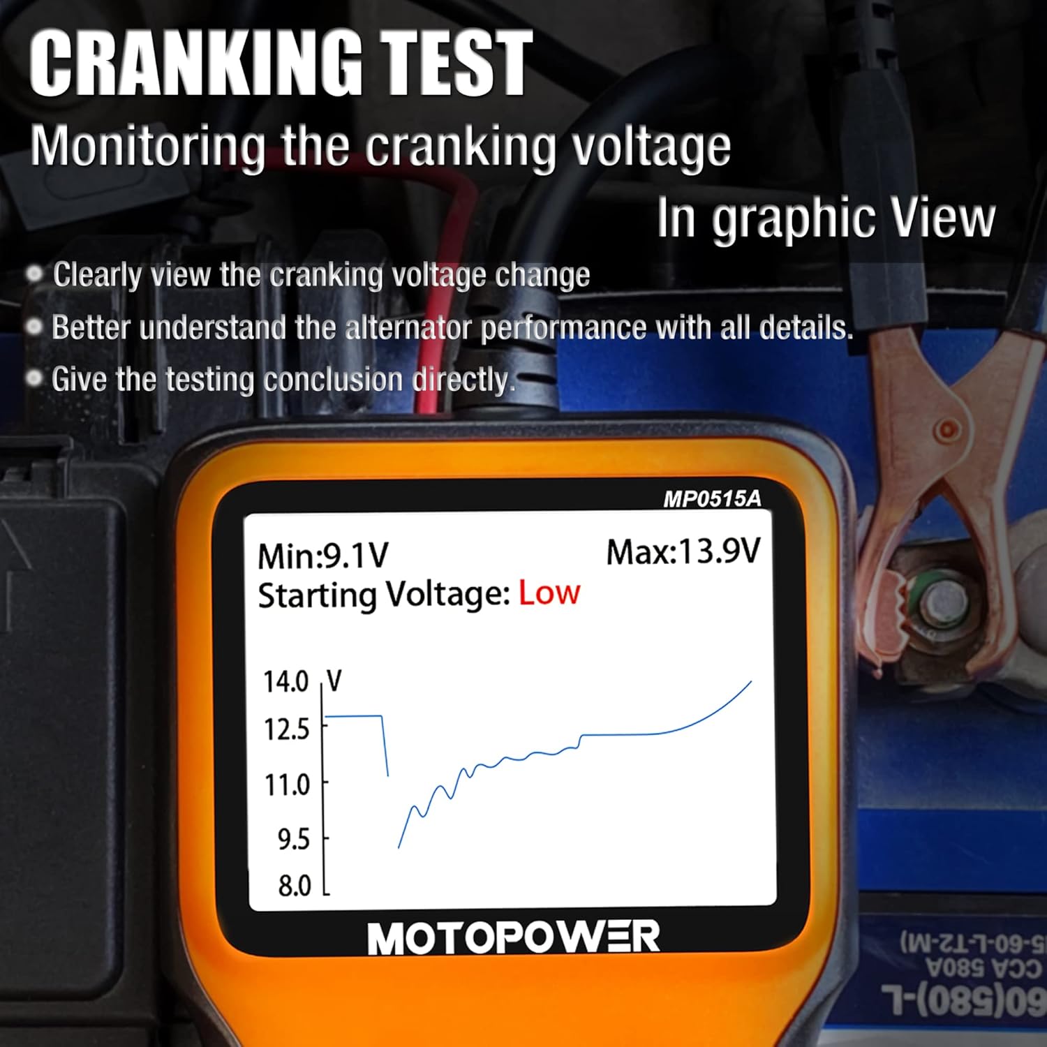 Thumbnail 3 de MOTOPOWER MP0515A 12V Autobatterietester (100–2000 CCA) für Ladesystem-Analyse