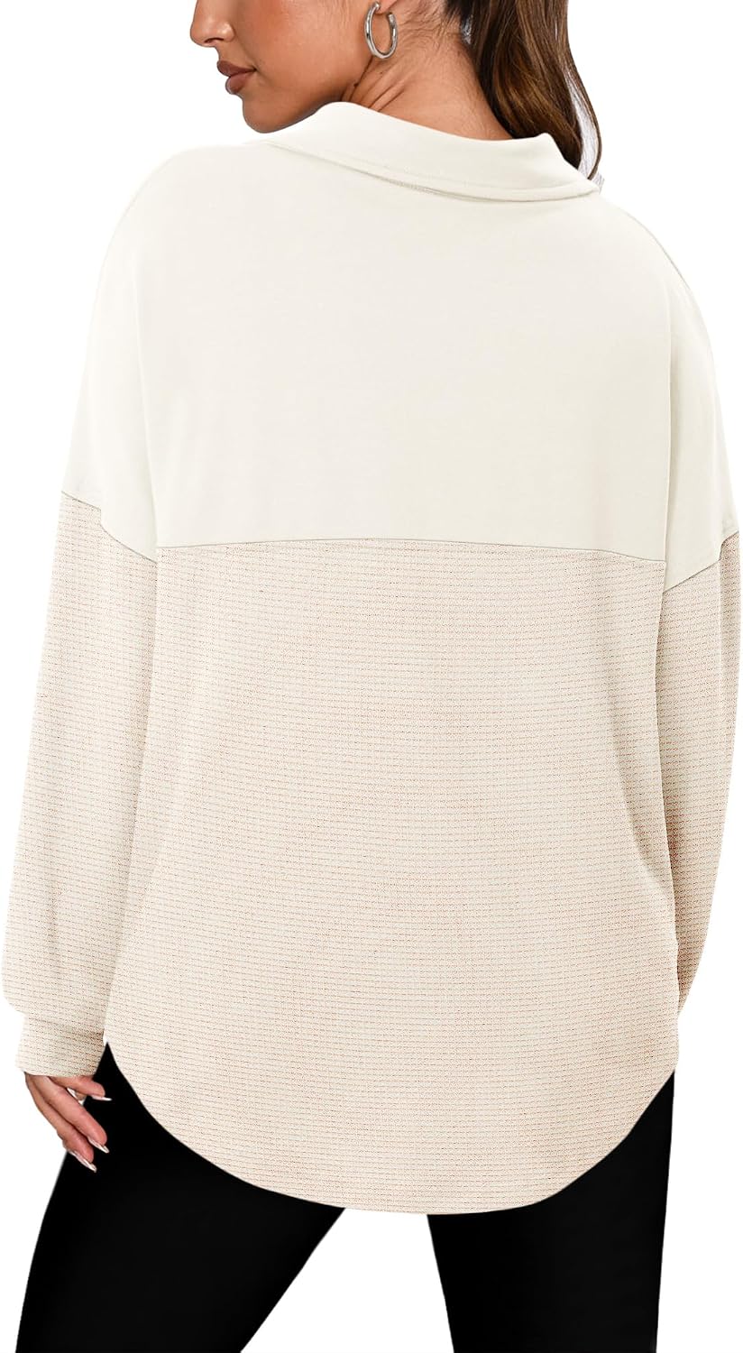 Detalle 1 de CHICZONE women’s oversized quarter-zip sweatshirt (soft cotton-blend) for everyday wear