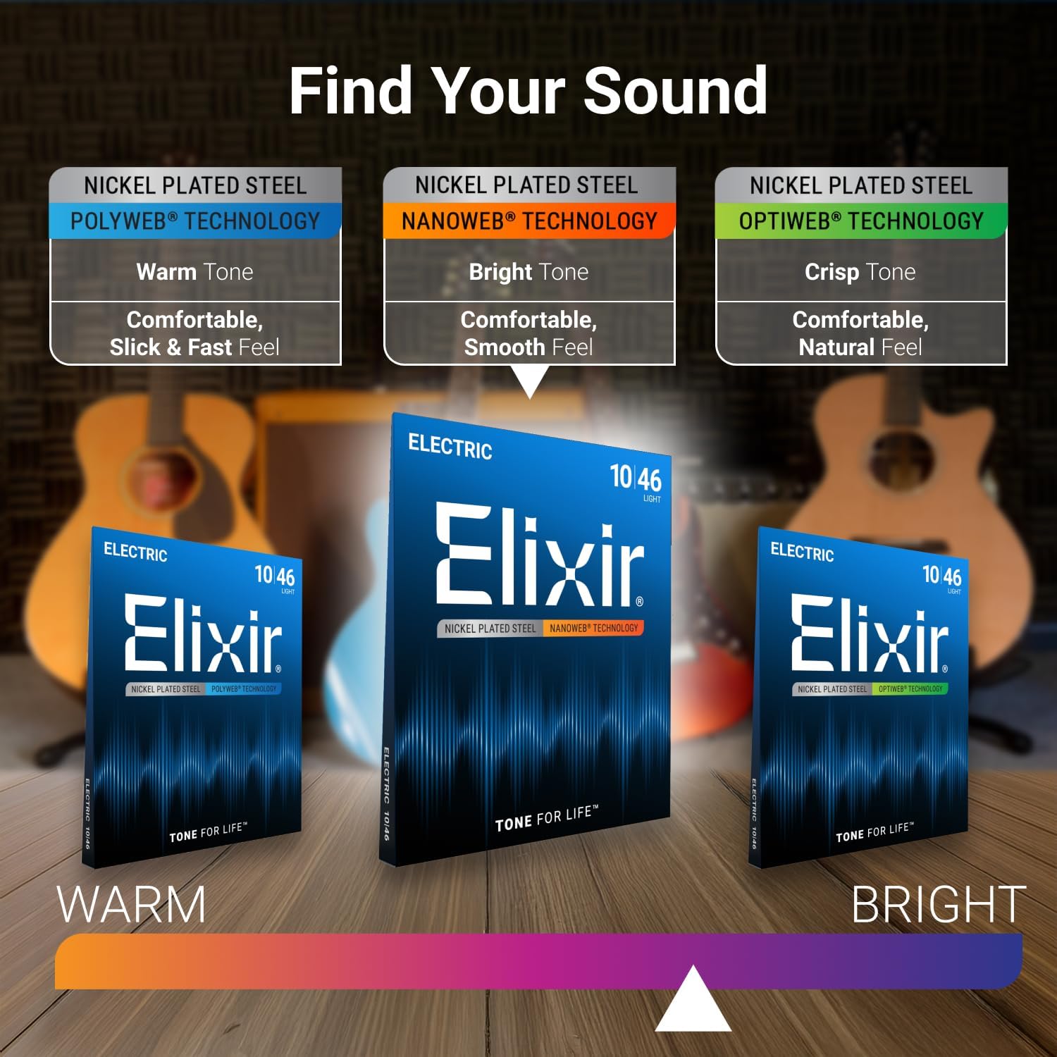 Detalle de Elixir Electric Guitar Strings: Nickel Plated Steel with NANOWEB, Light 10-46 (6-String Set)