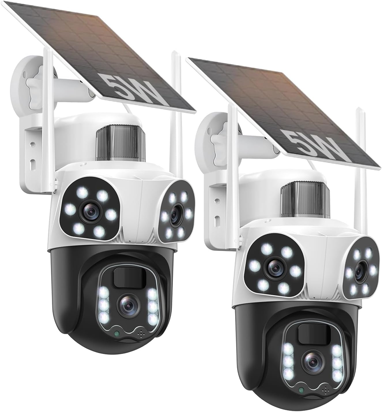 Detalle de Caméra de surveillance extérieure sans fil 8MP avec panneaux solaires 355° PTZ et double objectif grand angle – Pack 2