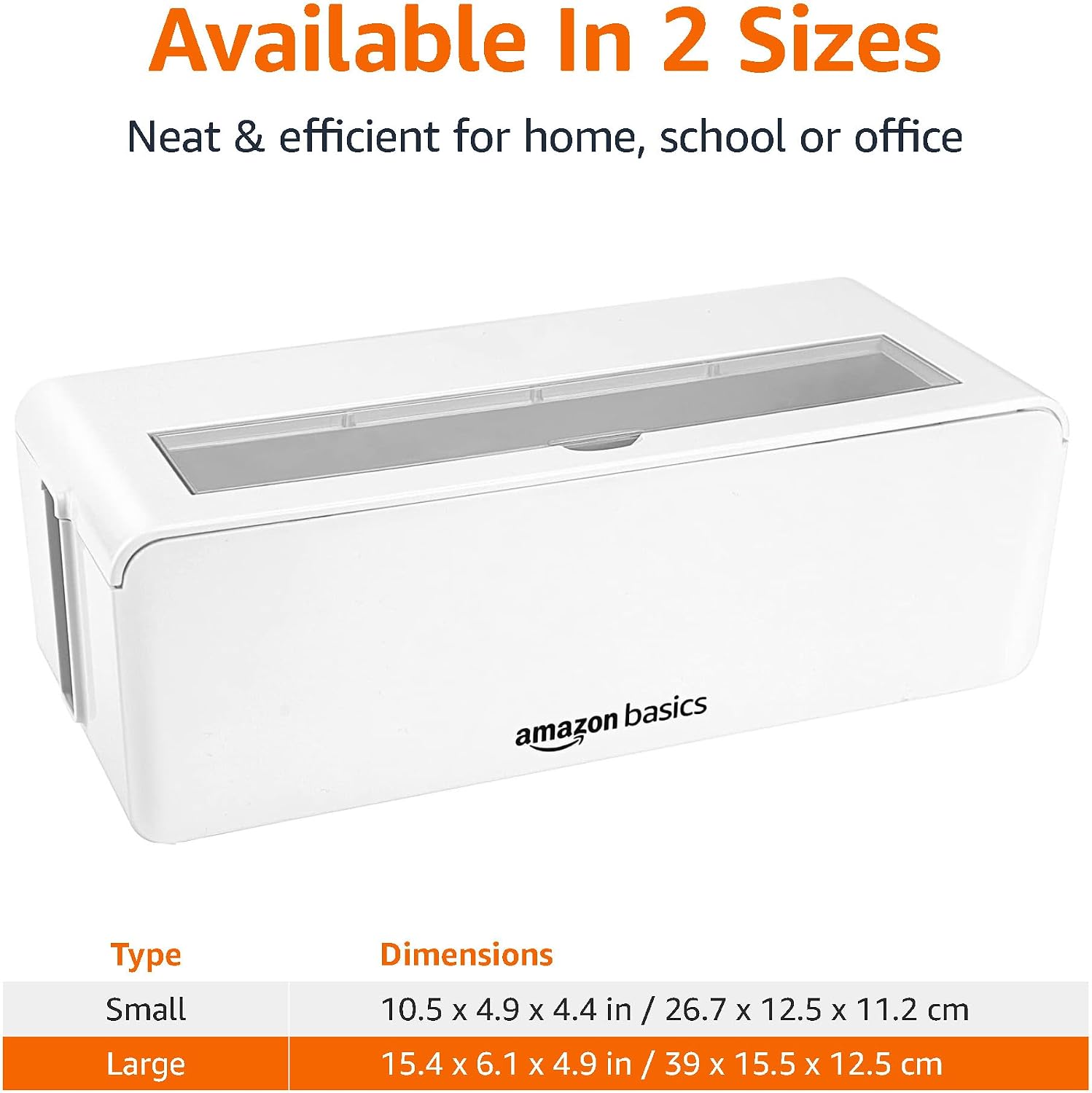 Thumbnail 2 de Amazon Basics Cable Tidy Box (Large, White) for Hiding and Organising Cables