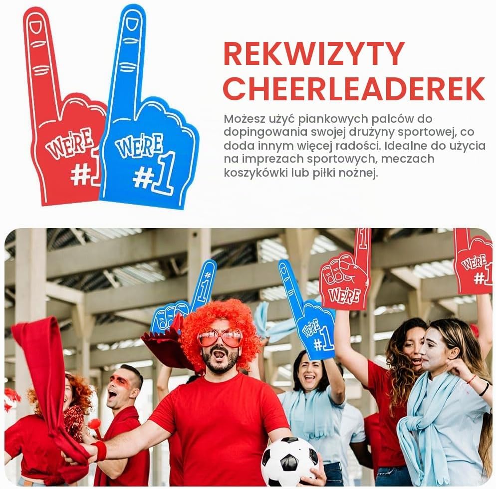 Detalle de Aolso EUV8-ZWSZ-RB-FBA – gigantyczne piankowe palce kibica, 2 sztuki