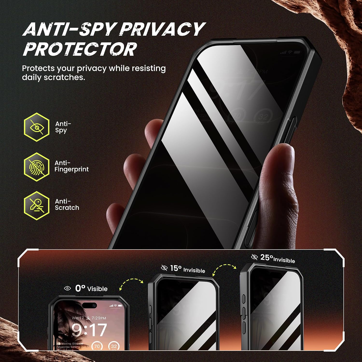 Detalle 1 de TONGATE iPhone 18 Pro Max Case with Magnetic Stand, MagSafe and Privacy Screen