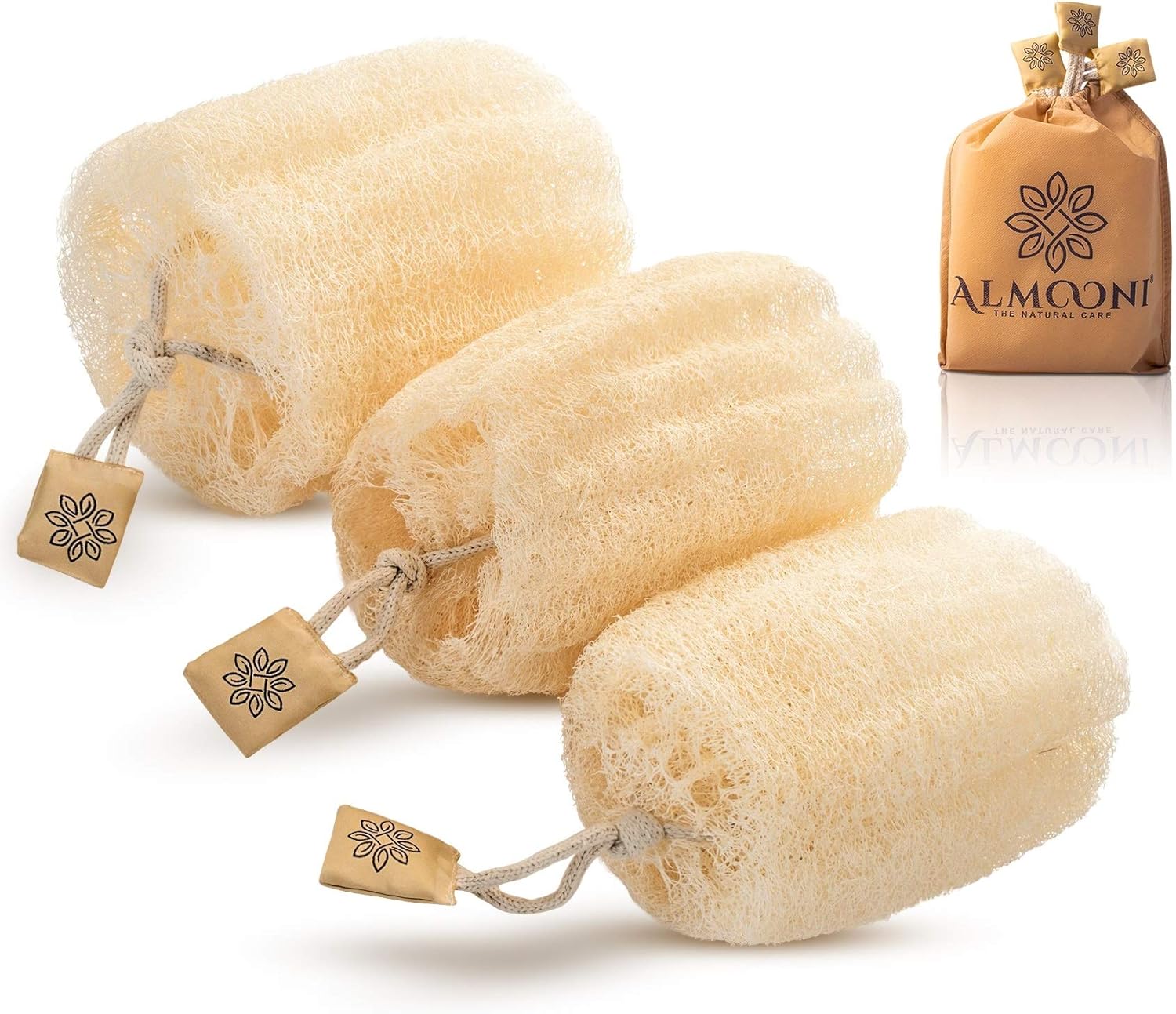 Almooni Egyptian Loofah Exfoliating Sponge 3-pack