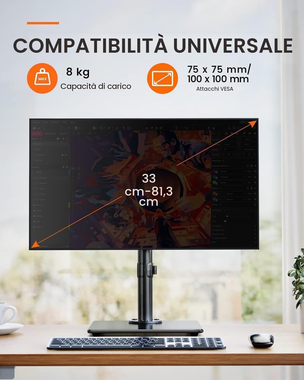 Thumbnail 6 de ErGear Supporto per monitor 13–32" regolabile, VESA 75/100