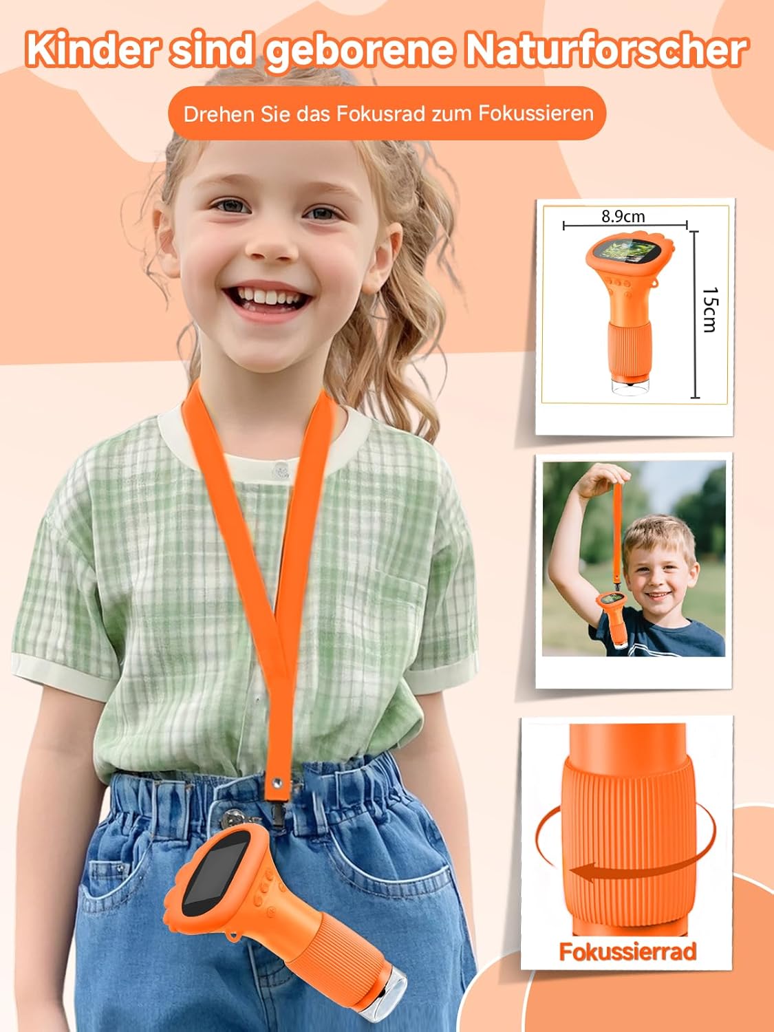 Thumbnail 4 de Acoath Kinder-Mikroskop: Digitales Taschenmikroskop mit 2-Zoll IPS-Display, 200× Vergrößerung, 8 LED-Lichtern