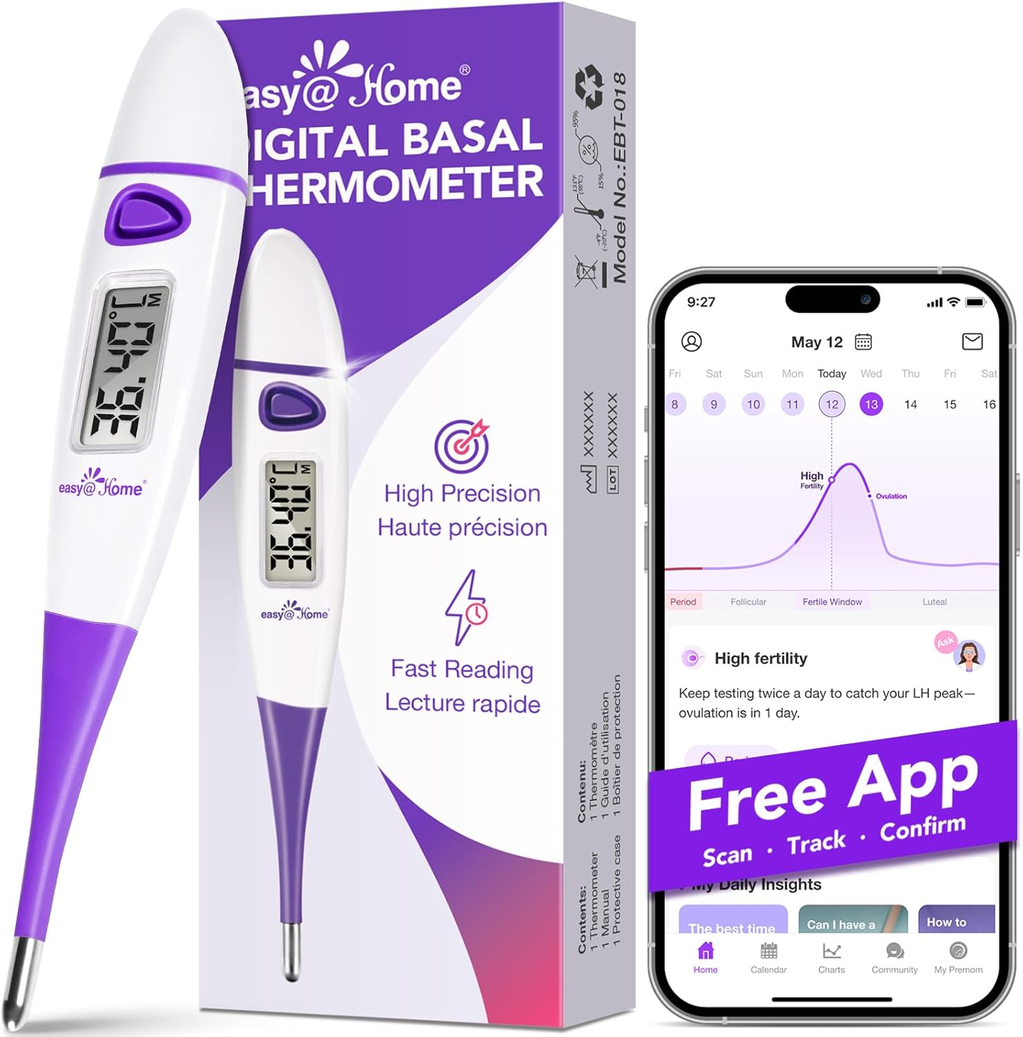 Easy@Home DMT-3018 basal thermometer 0.01°C accuracy 🌡