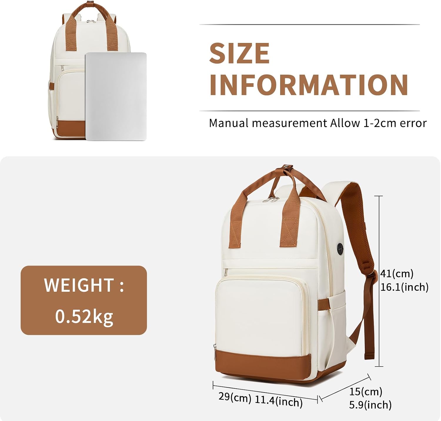 Thumbnail 6 de Kono Backpack Womens: 15.6 Inch Laptop Backpack for Work, Study and Travel