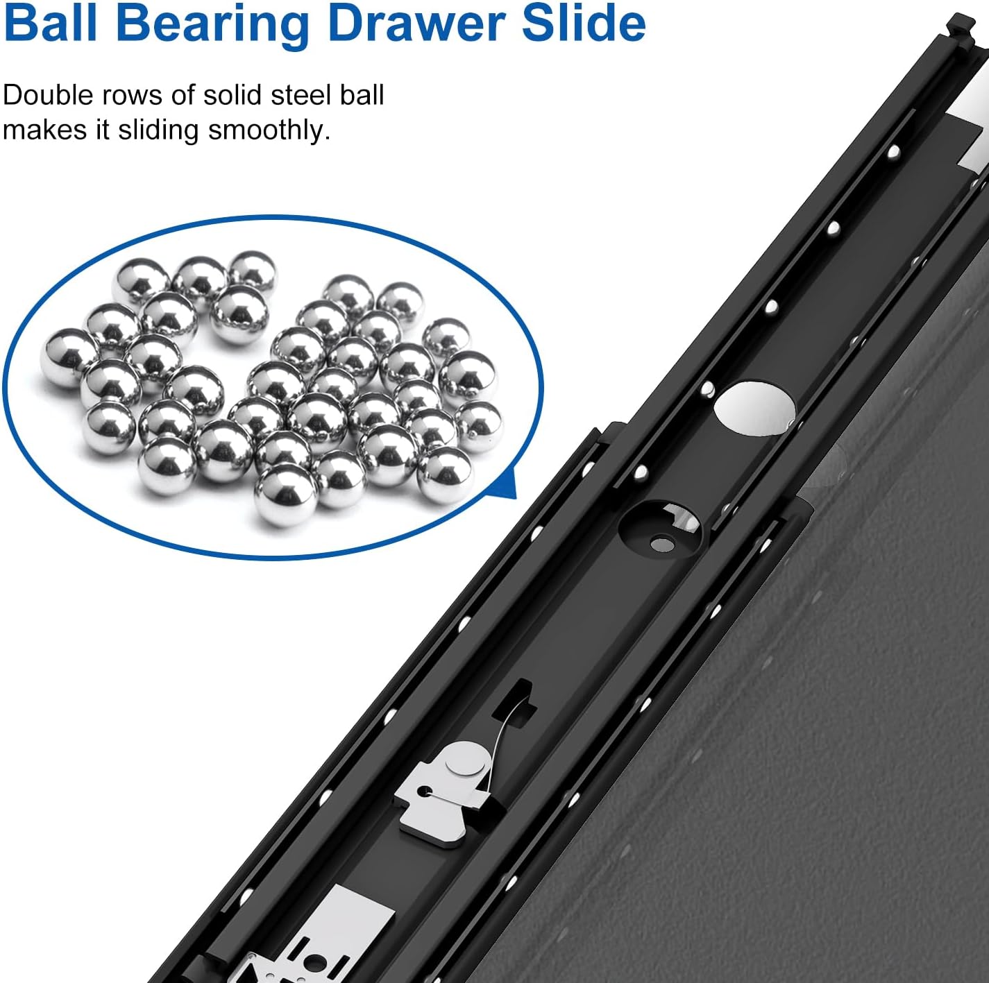 Thumbnail 5 de VADANIA 1100mm Ultra Heavy Duty Drawer Runners with Lock (Black) #D76 – Full Extension Side Mount, 130–220kg