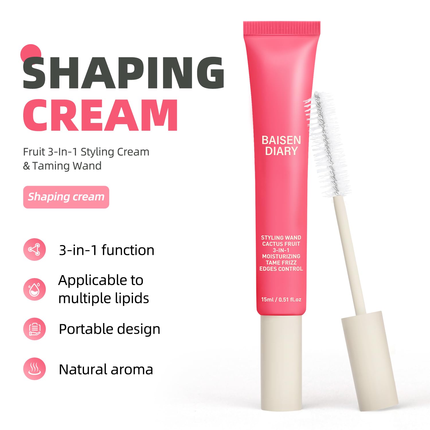 Detalle 2 de BAISEN DIARY Hair Cactus Fruit 3-in-1 Styling Cream and Flyaway Wand