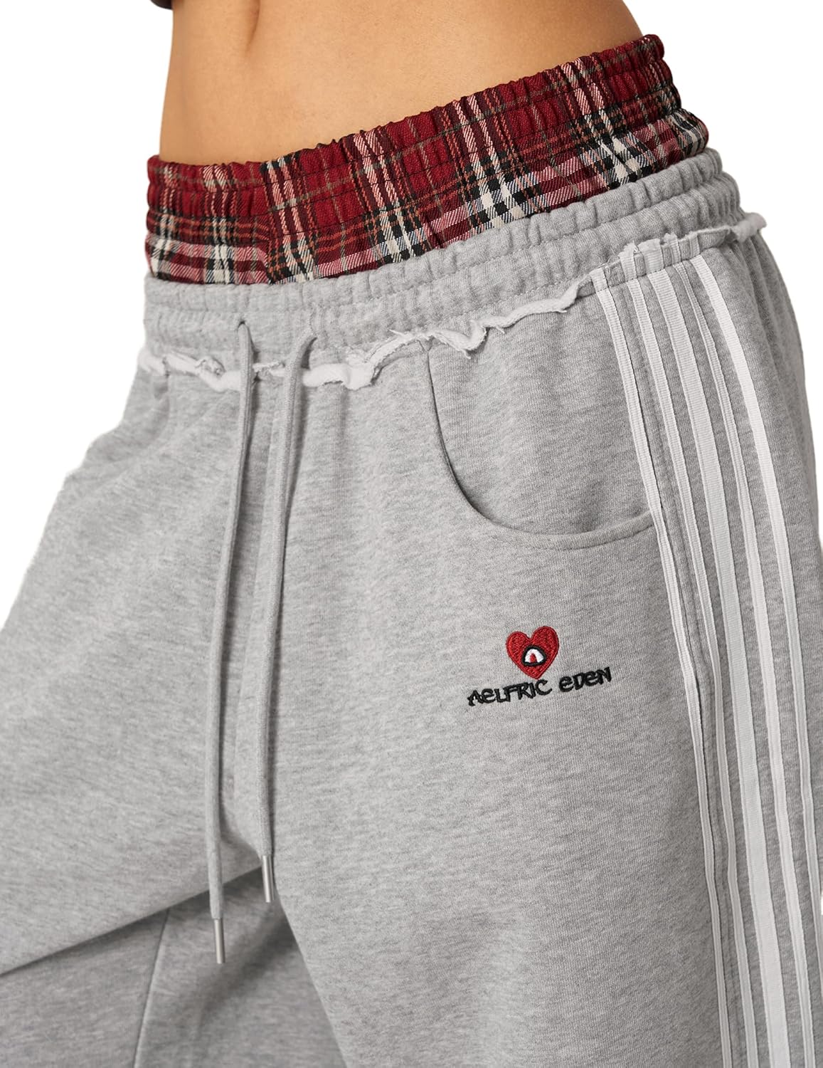 Detalle de Aelfric Eden Baggy Wide Leg Sweatpants – Double Elastic Waist, Y2K Streetwear Vibe