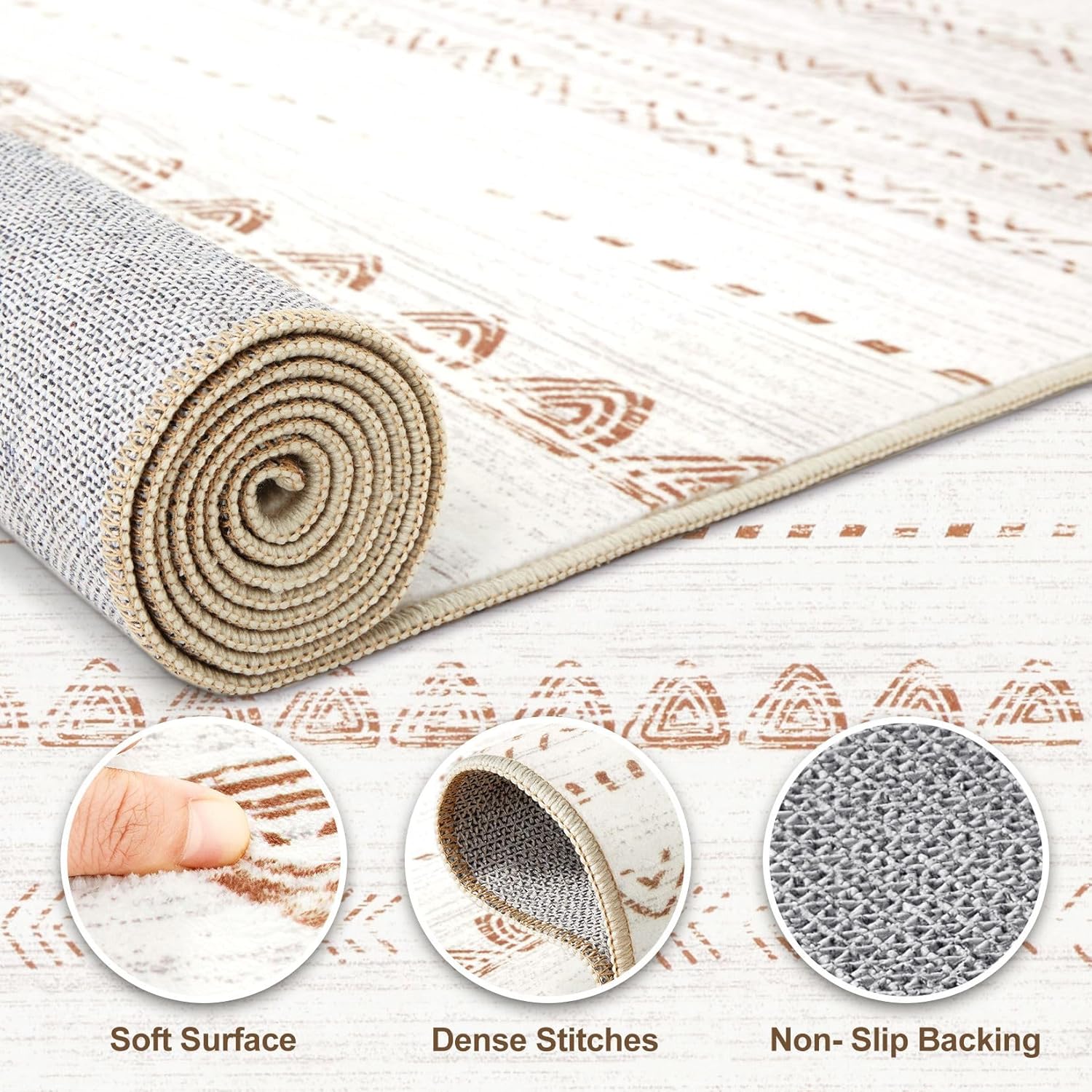 Thumbnail 2 de Nakagishi 10x14 Area Rug – Washable Boho Living Room Rug with Non-Slip Backing