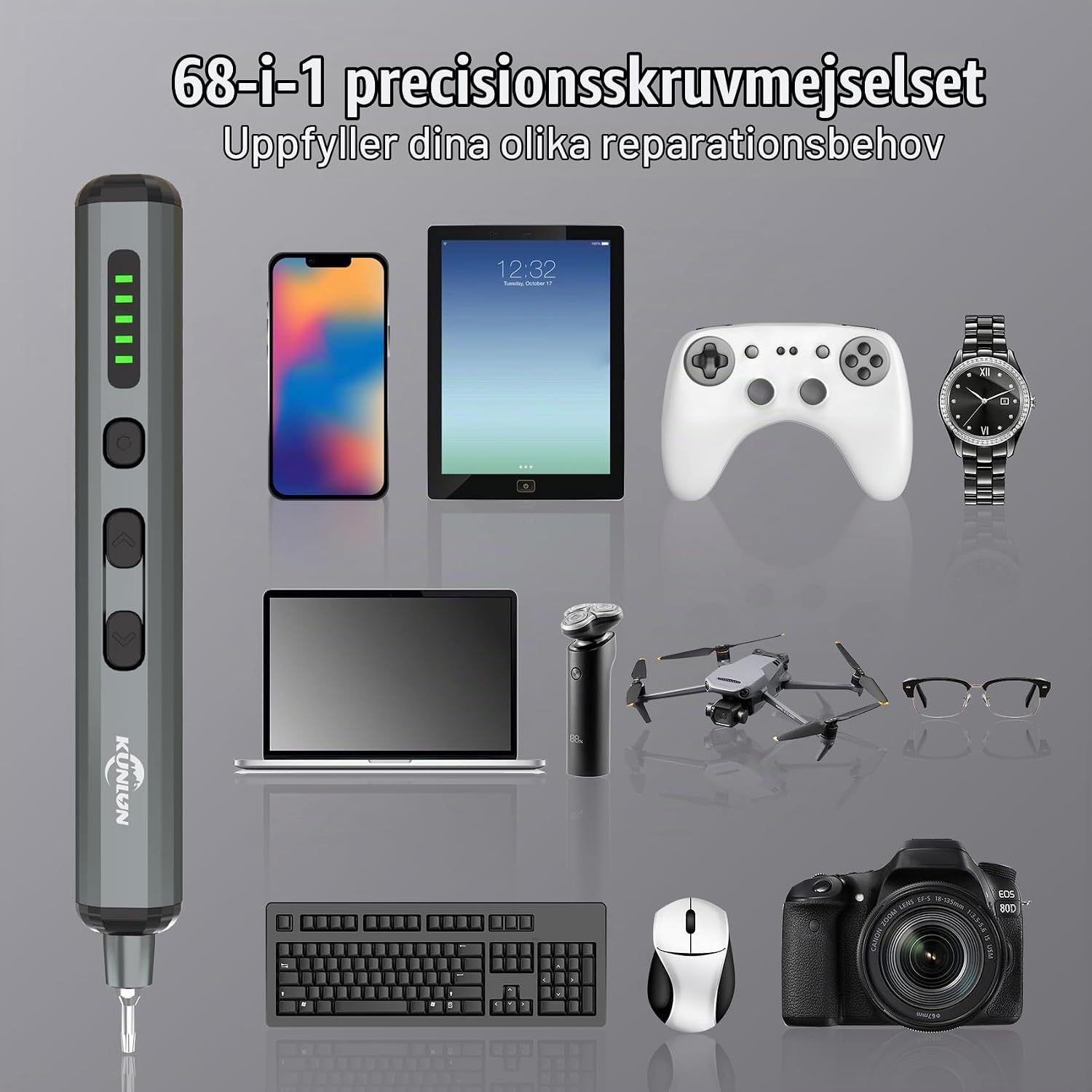 Thumbnail 6 de KUNLUN KL68Schraubendreher elektrisk precisionsskruvmejsel med 64 bits