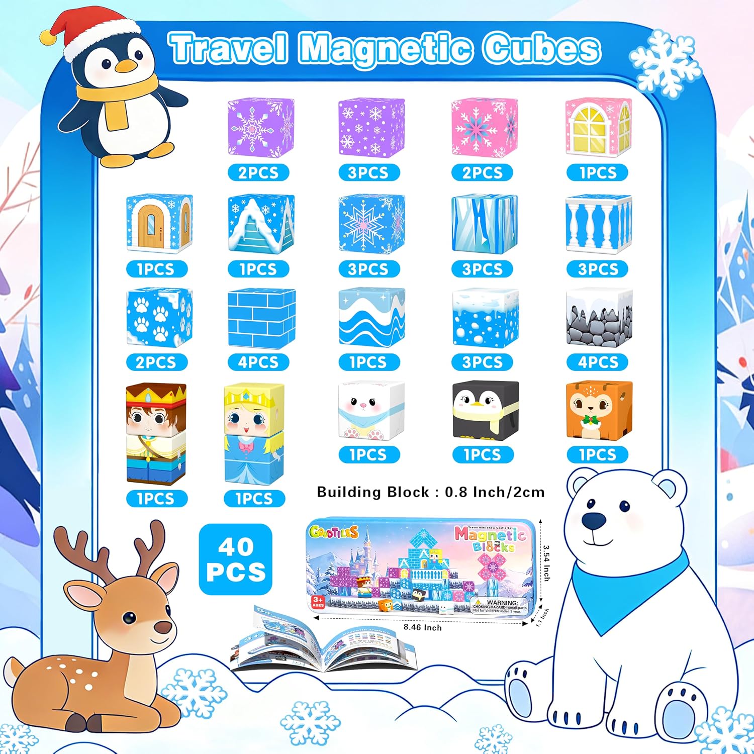 Detalle de Goodtiles Magnetic Building Blocks, 40-Piece Set
