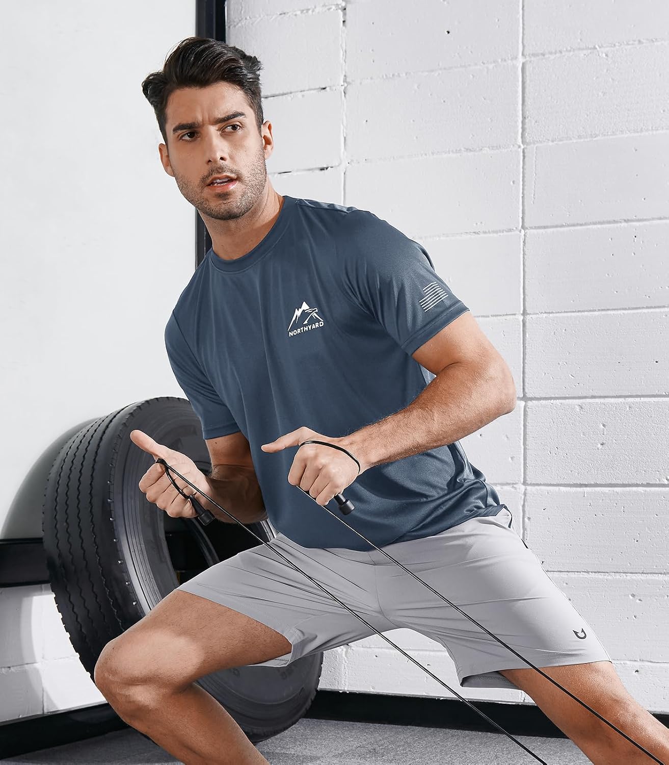 Detalle 2 de NORTHYARD Men's UPF 50+ Sun Protection Short Sleeve Rash Guard