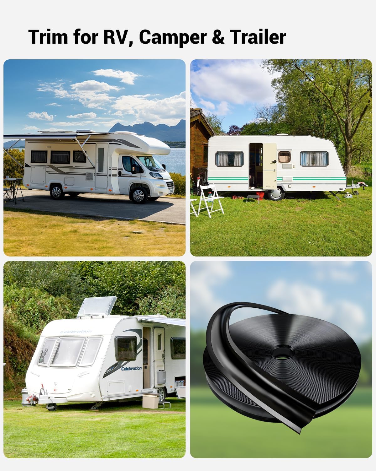 Thumbnail 4 de 1” RV Trim Molding Insert 100 Ft Heavy-Duty Vinyl Rubber Seal Strip (Black)