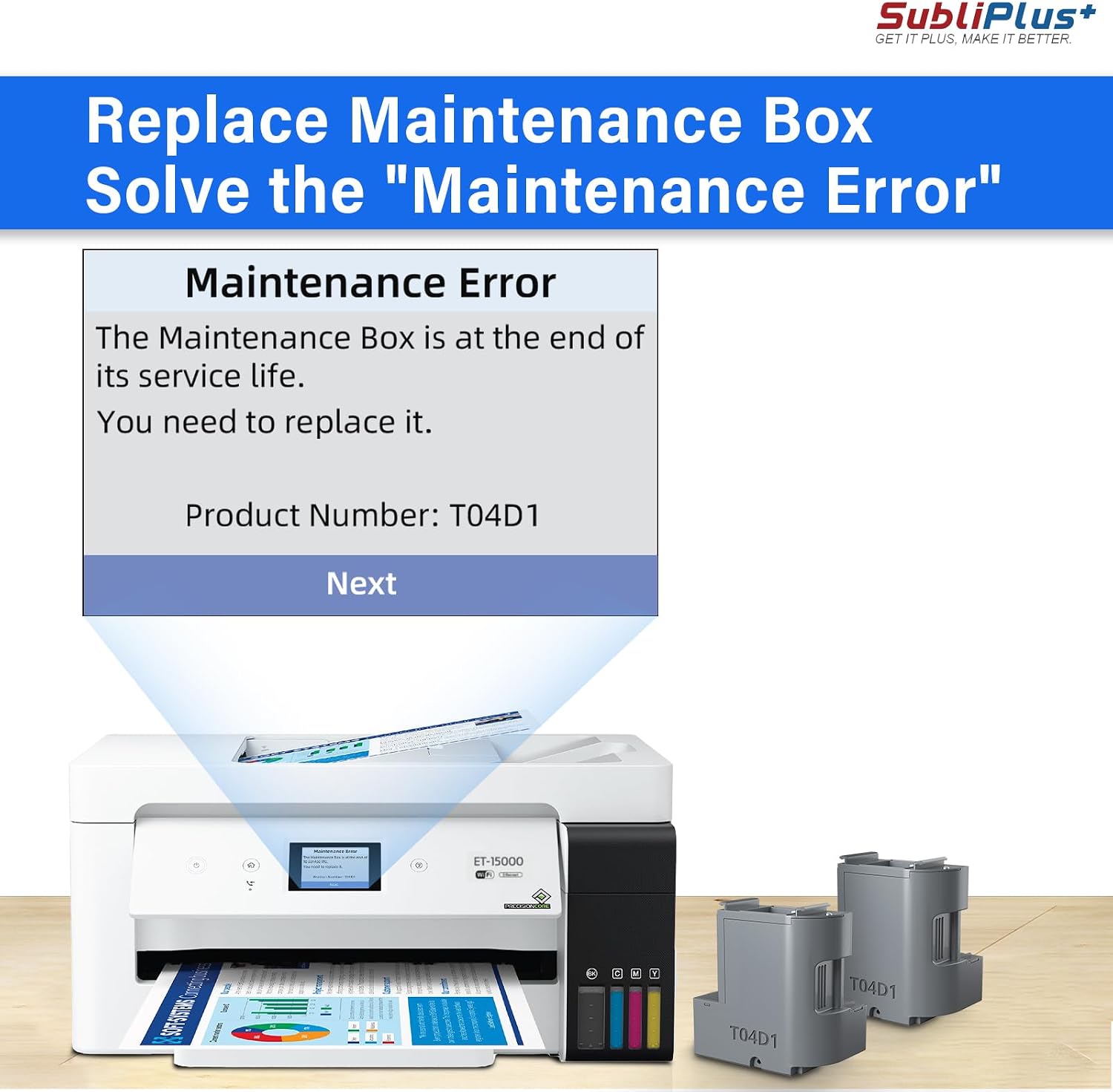 Detalle 2 de SubliPlus+ T04D1/T04D100 Maintenance Box Replacement, 2-Pack