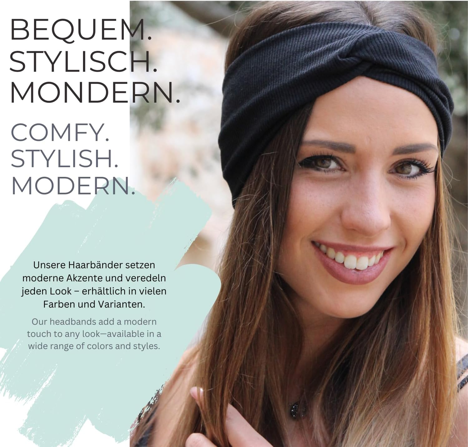 Detalle 2 de styleBREAKER Fascia per capelli a coste sottili con nodo da donna