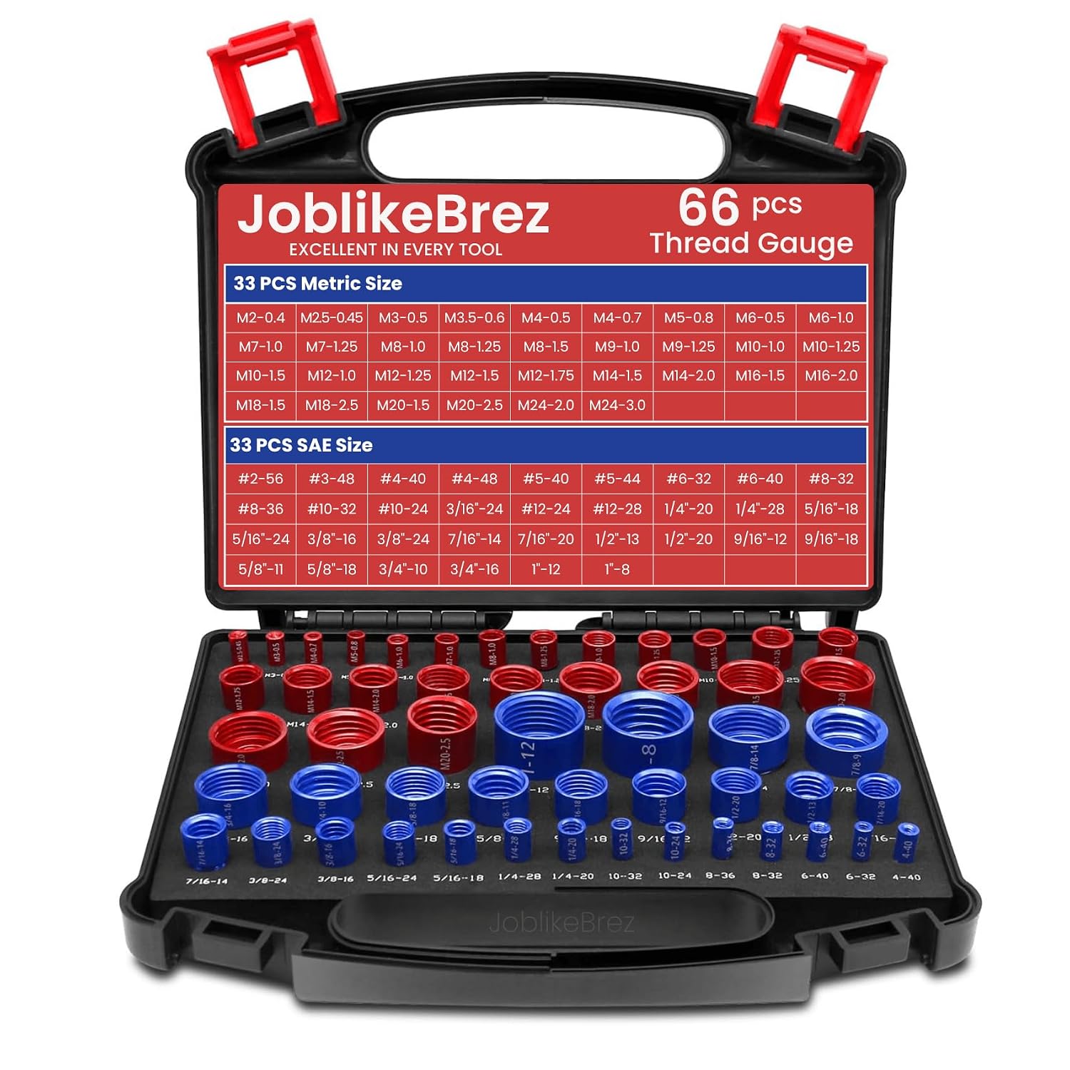 Detalle de JoblikeBrez 66-Piece Thread Checker Set, SAE and Metric Sizes