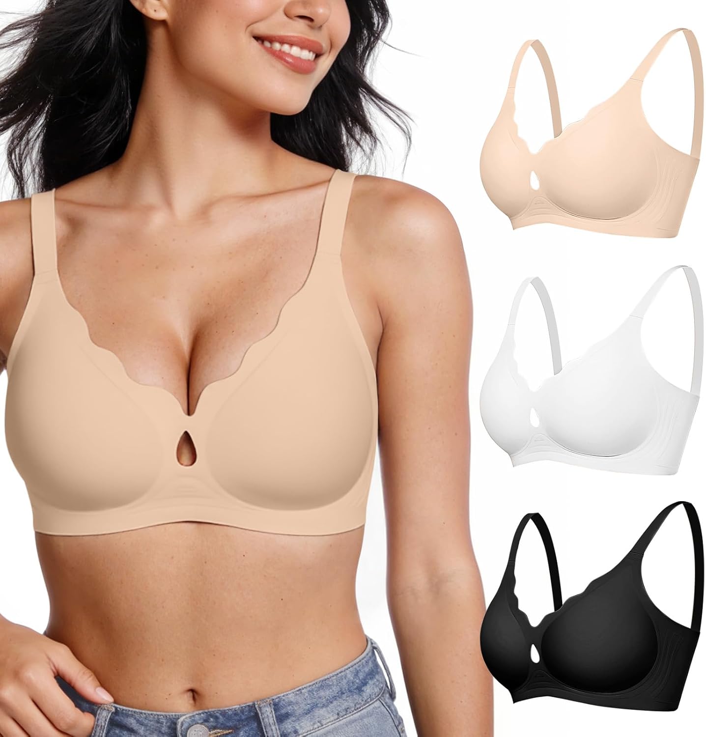 Detalle 2 de ProKloud Wireless Wave Push Up Bralette (No Underwire) Seamless Full Coverage Support Lift Everyday Bra