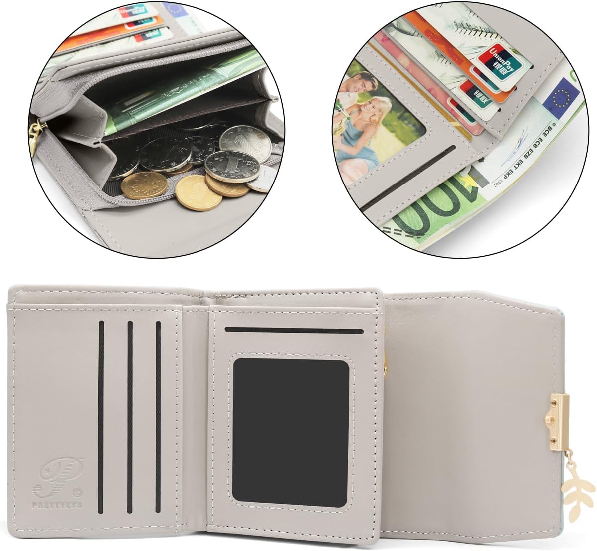 Thumbnail 2 de REETEE Ladies PU Leather Wallet With Pendant - Bifold Purse for Women with Coin Zipper, 6 Card Slots (Blue-1)