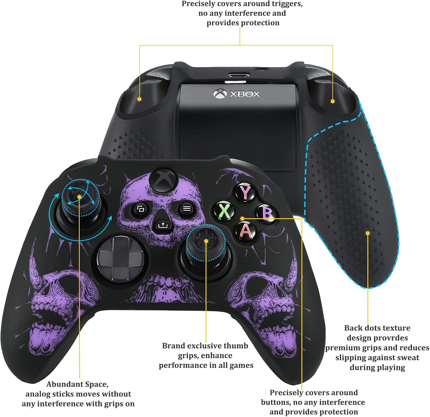 Detalle de Yorha Silikon-Hülle mit Pro Daumen-Grips für Xbox Series X|S Controller – Lila