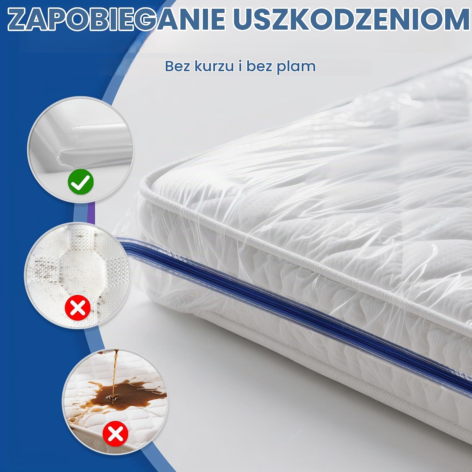 Detalle 2 de Aonext C-0171-01 – 2 pokrowce na materac 90 × 200 × 30 cm z zamkiem