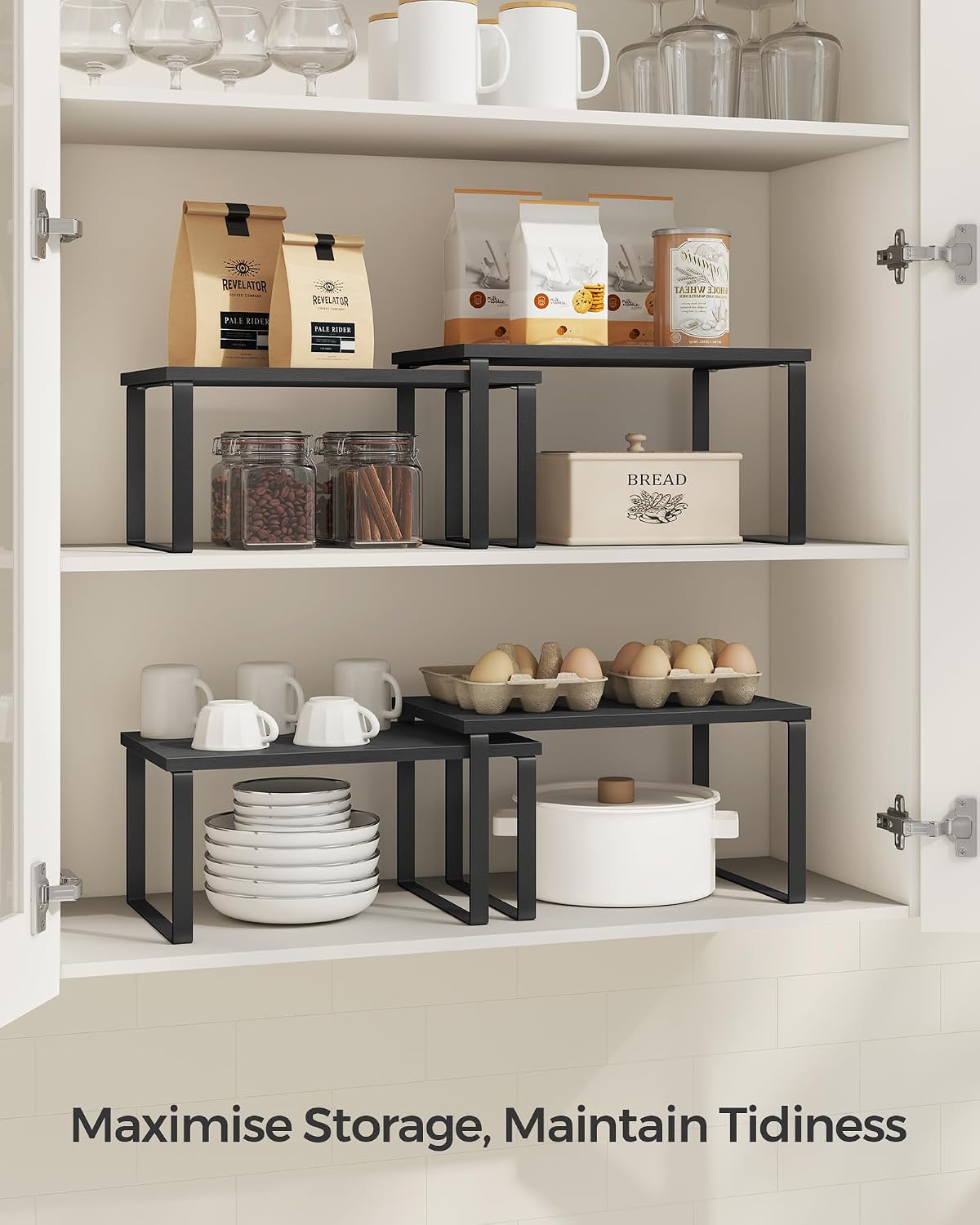 Detalle de SONGMICS Black Spice Racks, 4 Expandable Steel and Particleboard Shelves