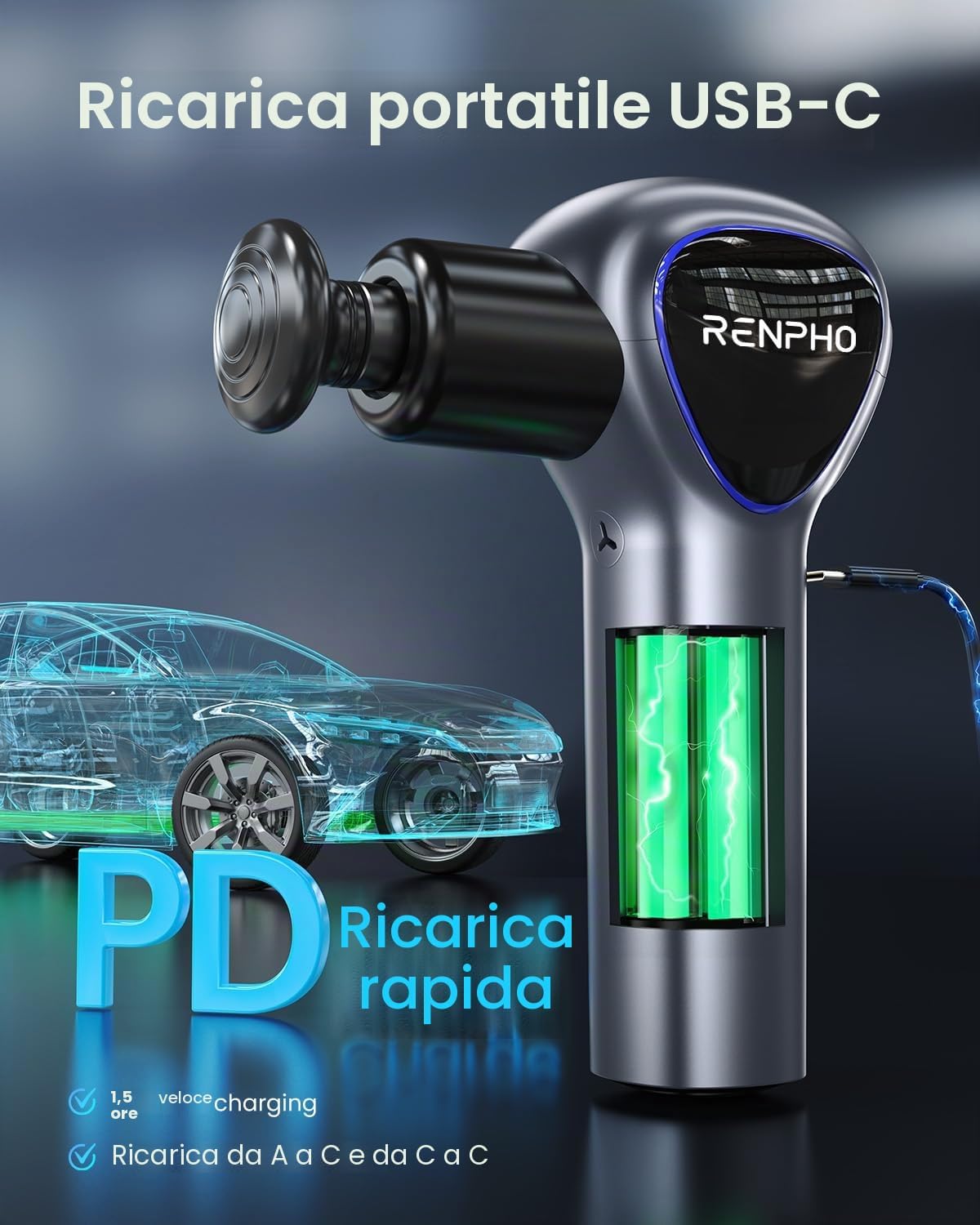 Thumbnail 6 de RENPHO Reach pistola massaggio 5 velocità 🏋