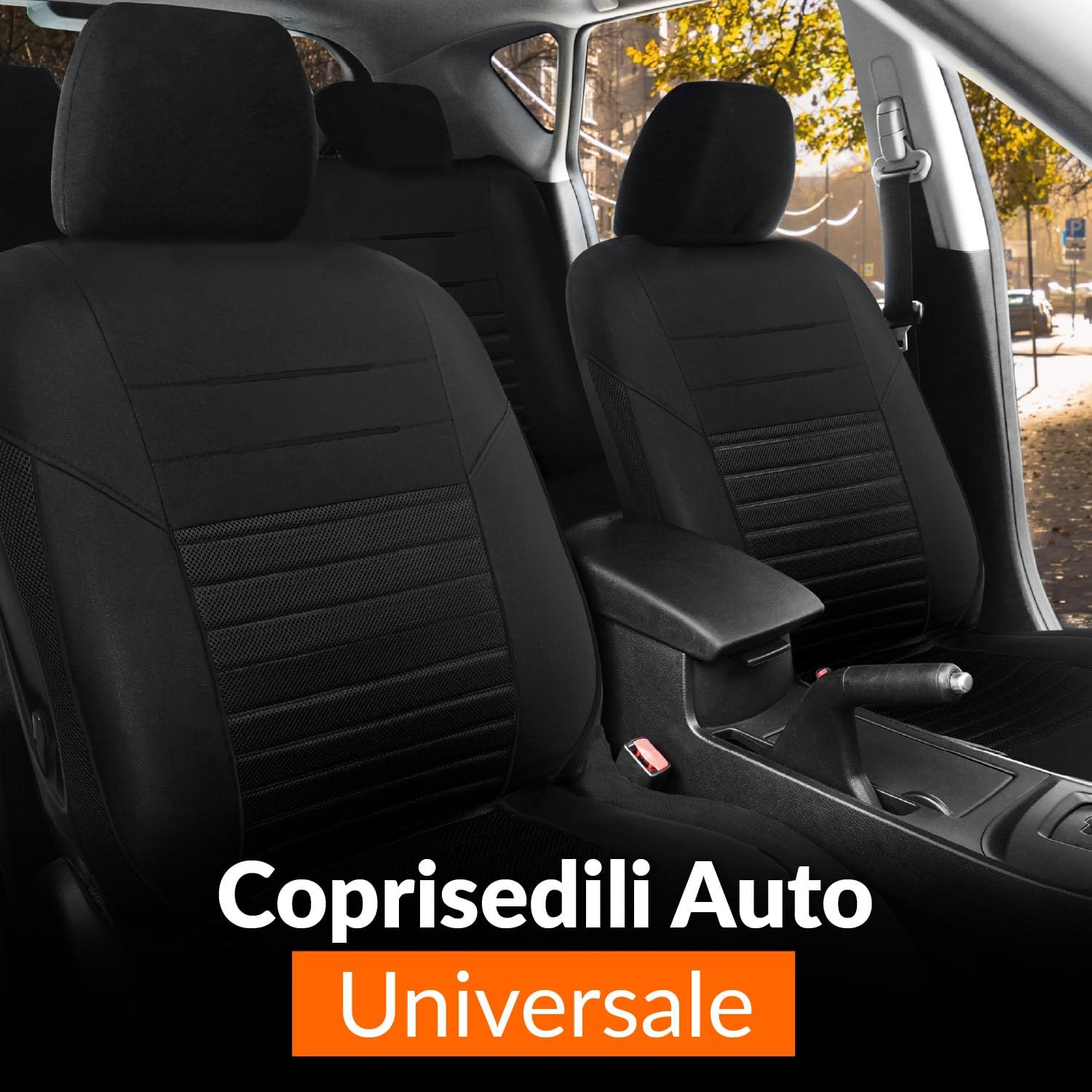 Detalle 2 de Upgrade4cars Coprisedili Auto Universale Nero 9 pezzi