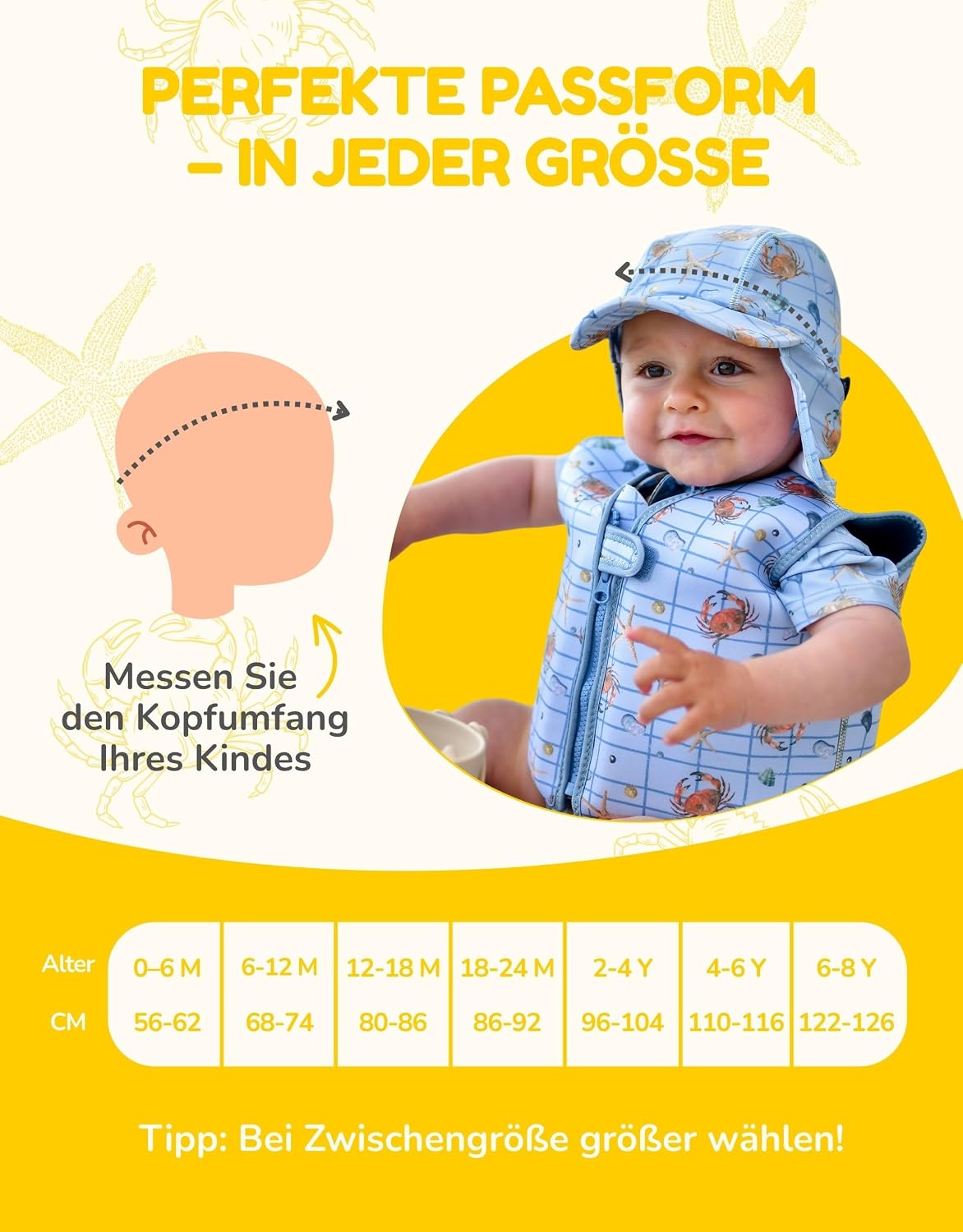 Thumbnail 6 de Mikk-line Chapeau de soleil pour bébé avec protection de la nuque – Chapeau d'été léger à visière et cordons