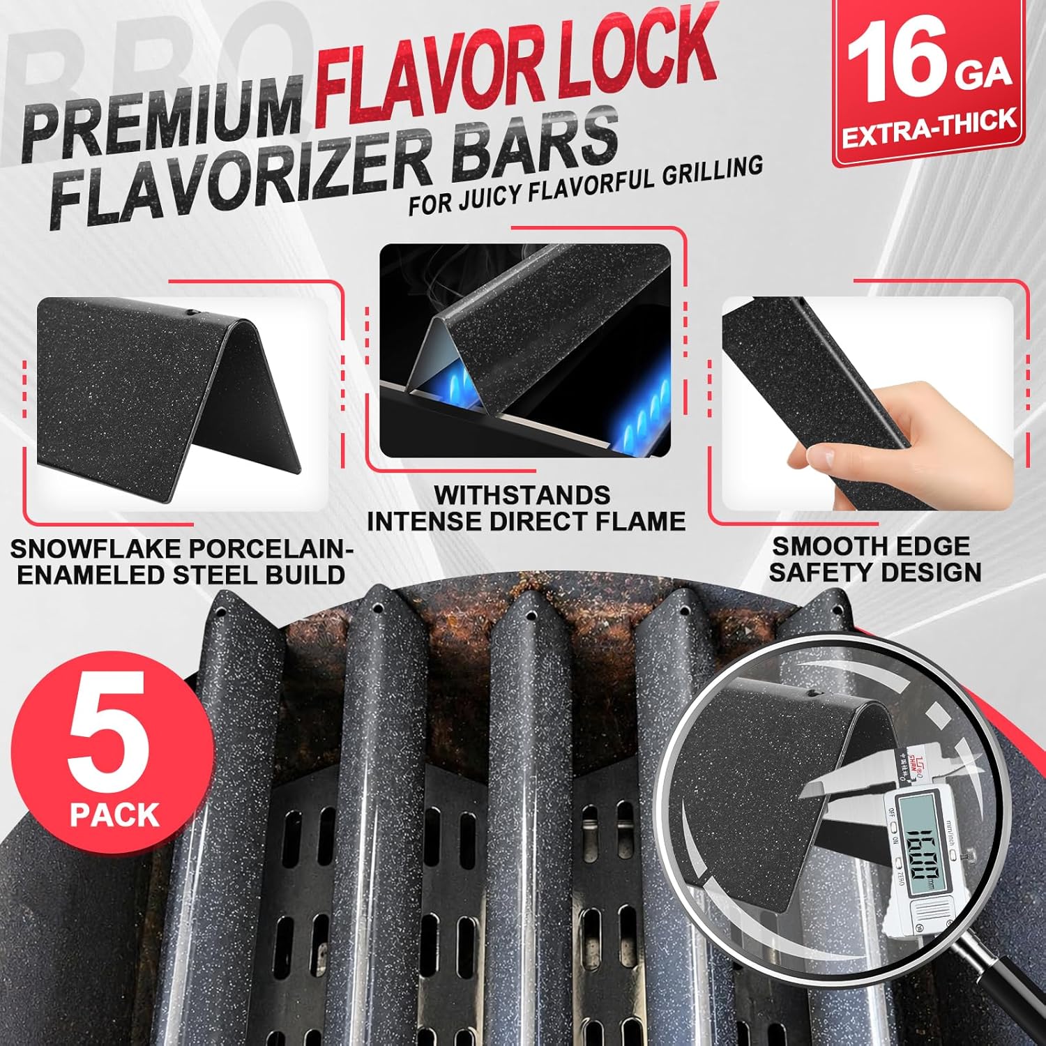 Thumbnail 4 de Grill Parts Kit for Weber Genesis 300-330: Complete 7621 Flavorizer Bars, 7524 Grates, 7622 Heat Deflectors