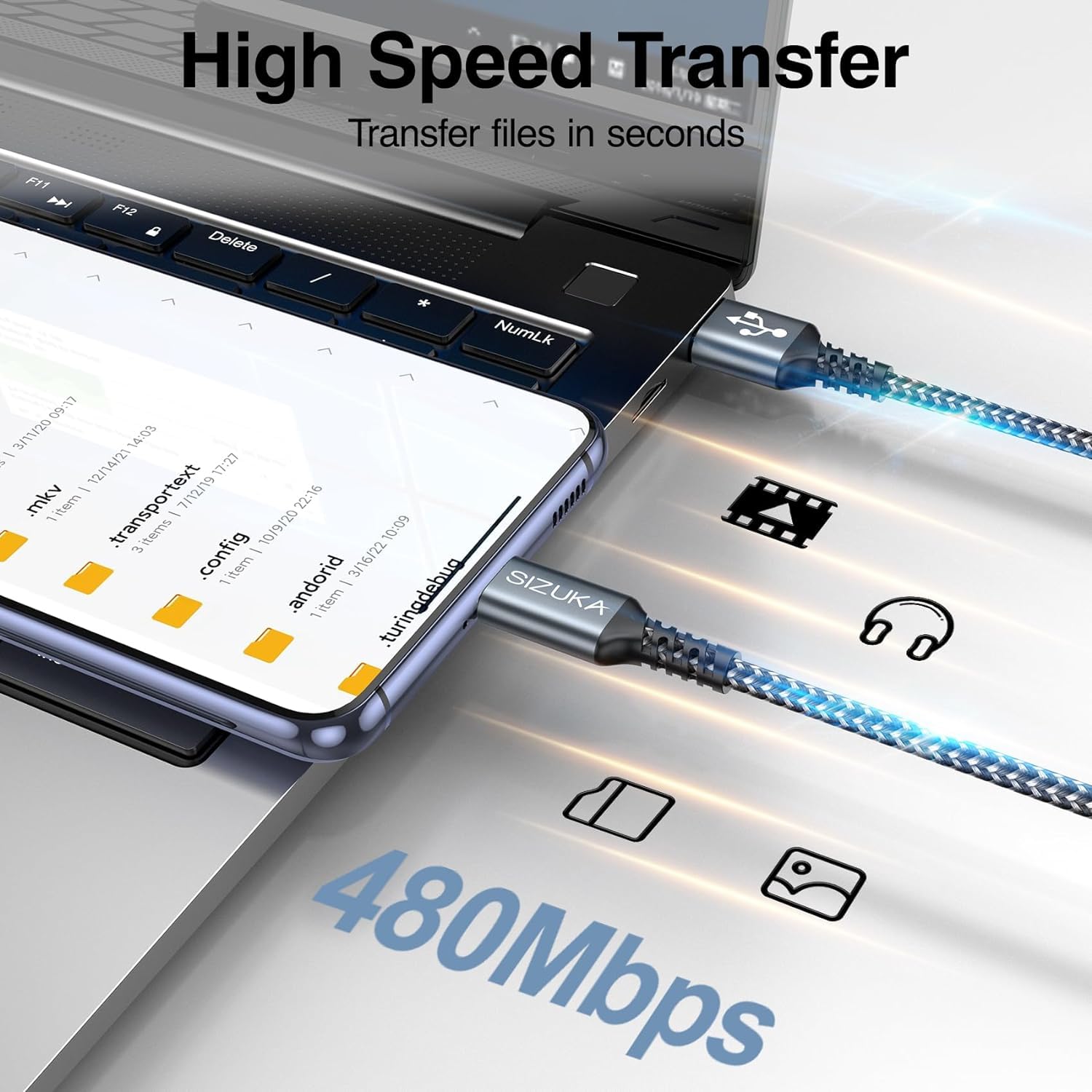 Thumbnail 5 de USB‑C Ladekabel Set (3 Stück, je 3 m) für Fast Charge & Sync – 5V/3,1A, 480 Mbps